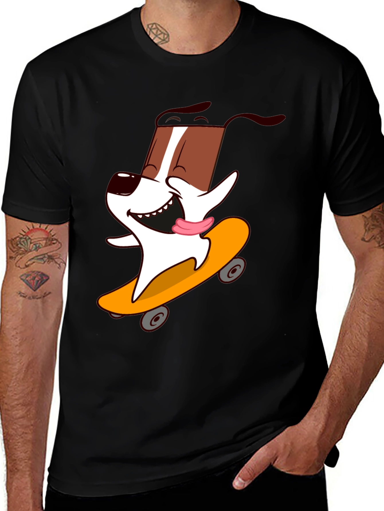 Variant 2 of Cool Dog on Skateboard Graphic T-Shirt