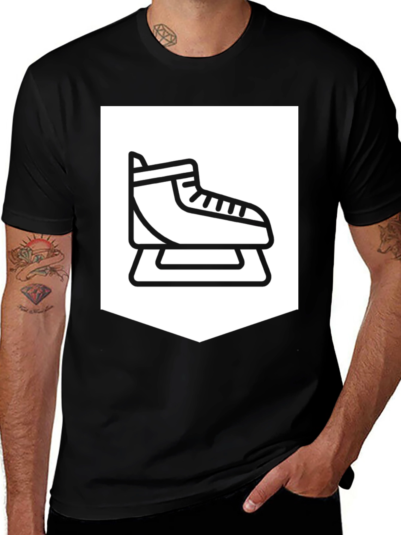 Variant 13 of Ice Skate Graphic Tee - Black Casual Shirt