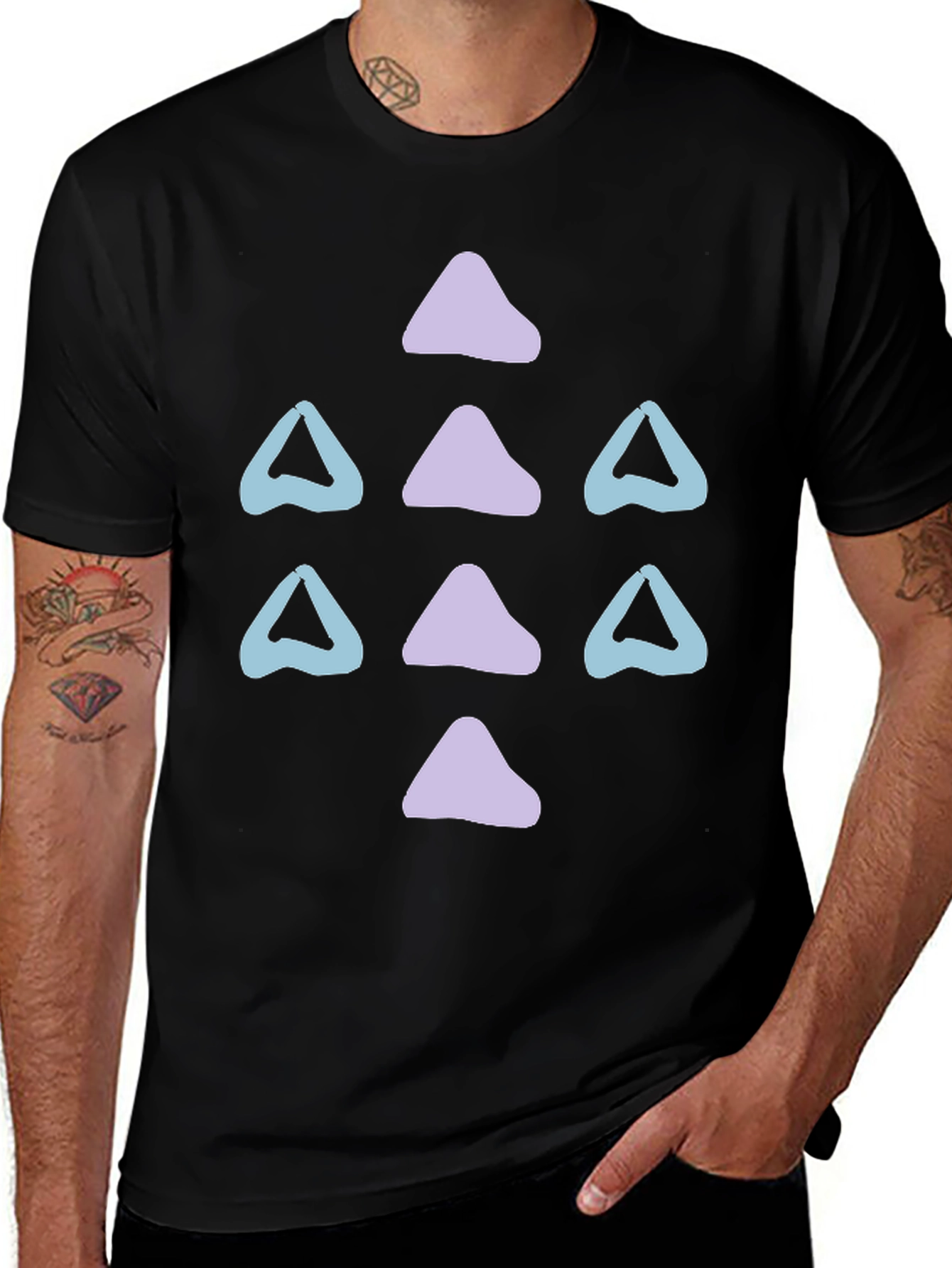 Variant 18 of Abstract Triangle Pattern Black T-Shirt