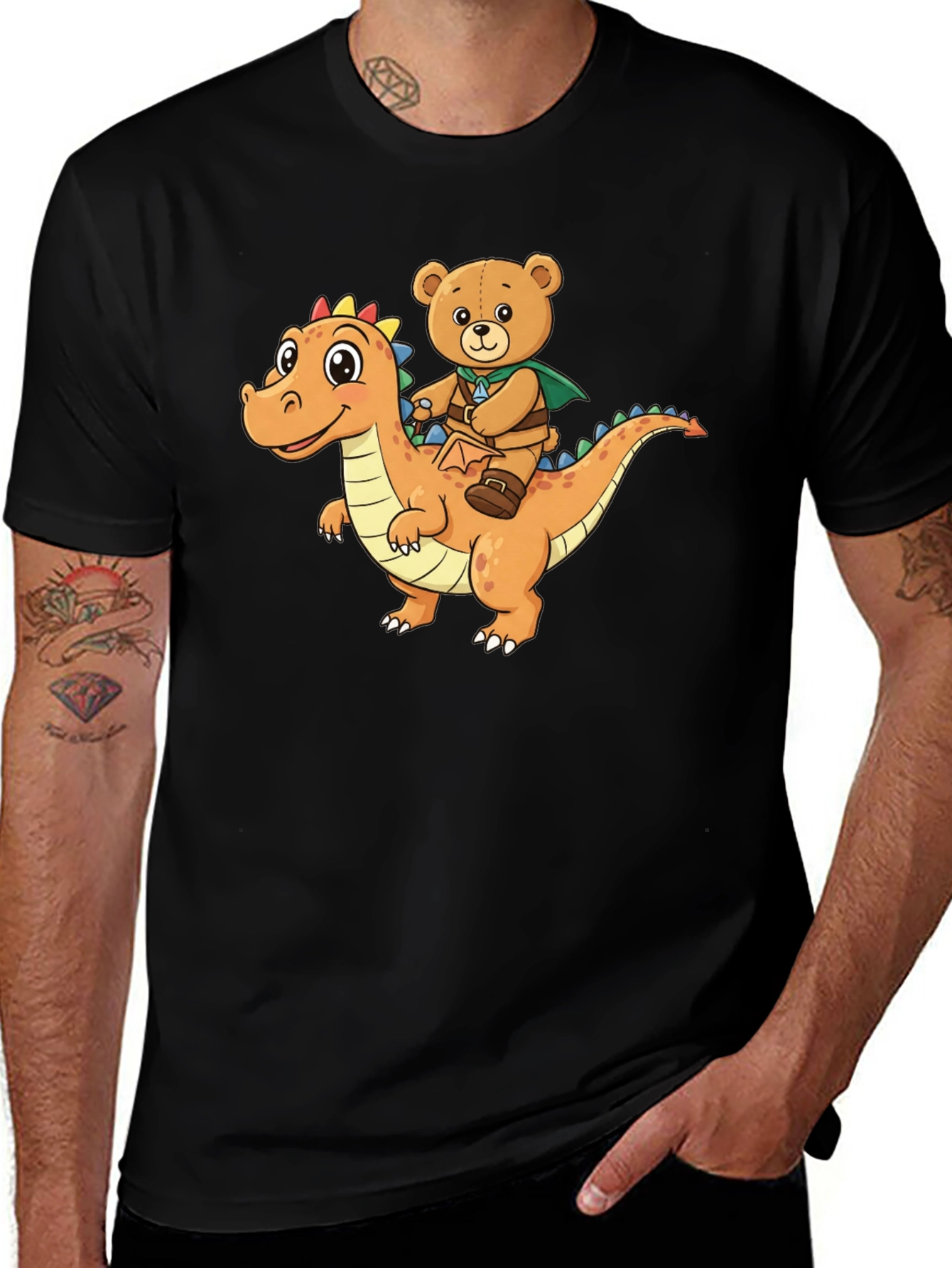 Variant 22 of Teddy Bear Riding Dinosaur Graphic Tee