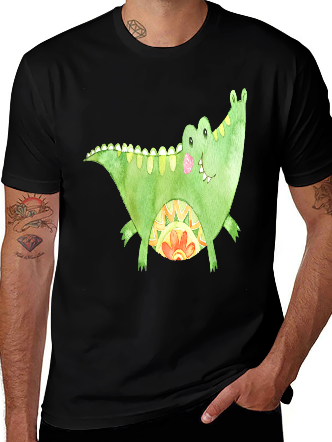 Variant 27 of Fun Alligator Graphic Tee - Black