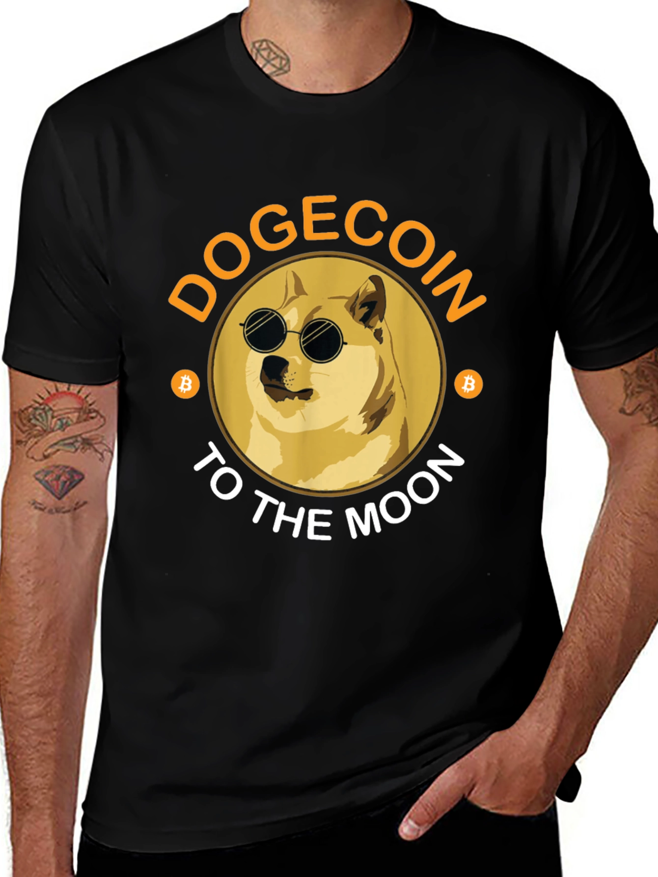 Dogecoin to the Moon Black T-Shirt