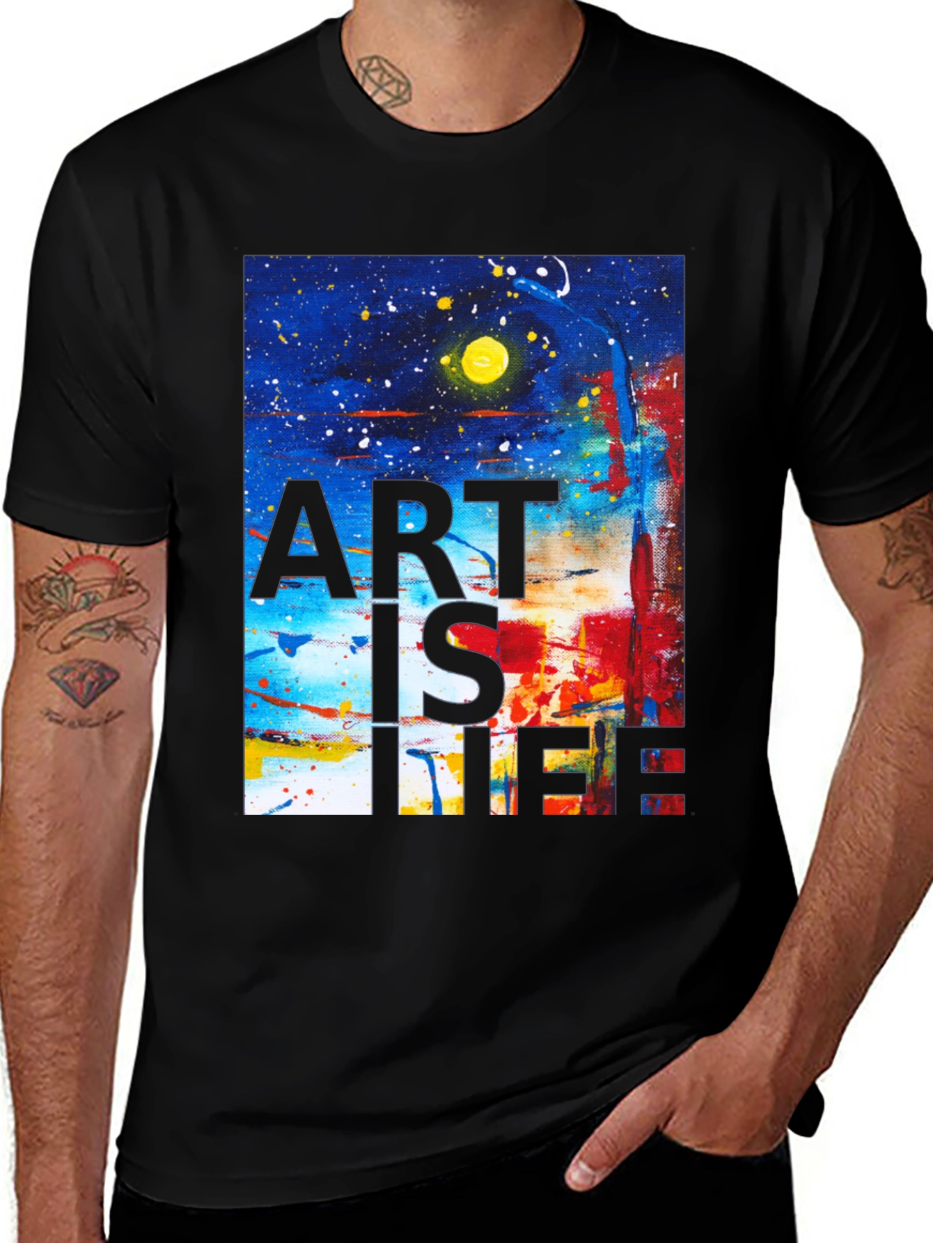 Black Abstract Art is Life Graphic Tee main image