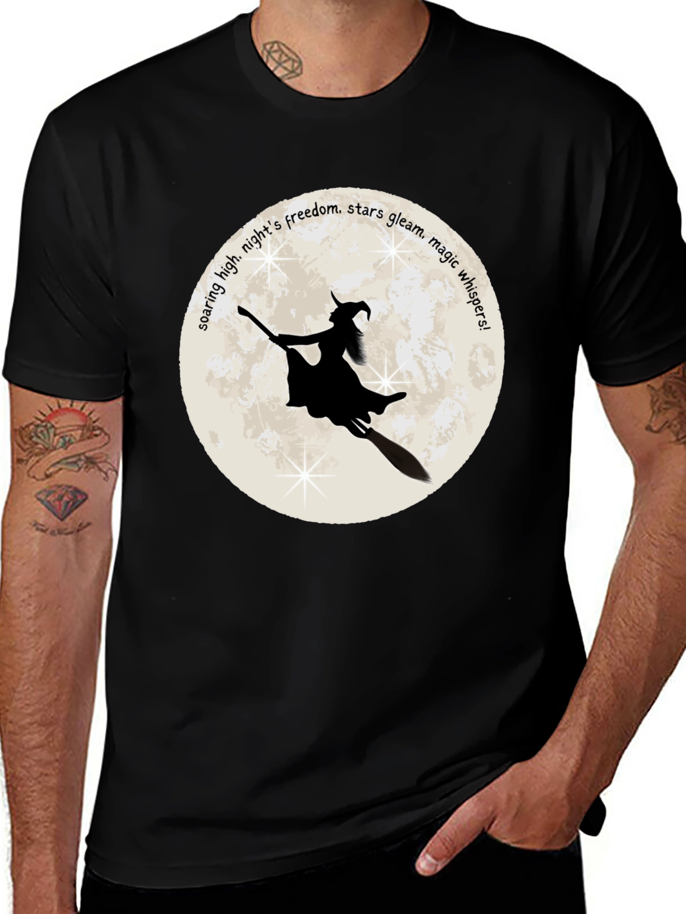 Variant 11 of Witch on Broomstick T-Shirt - Soaring High Design