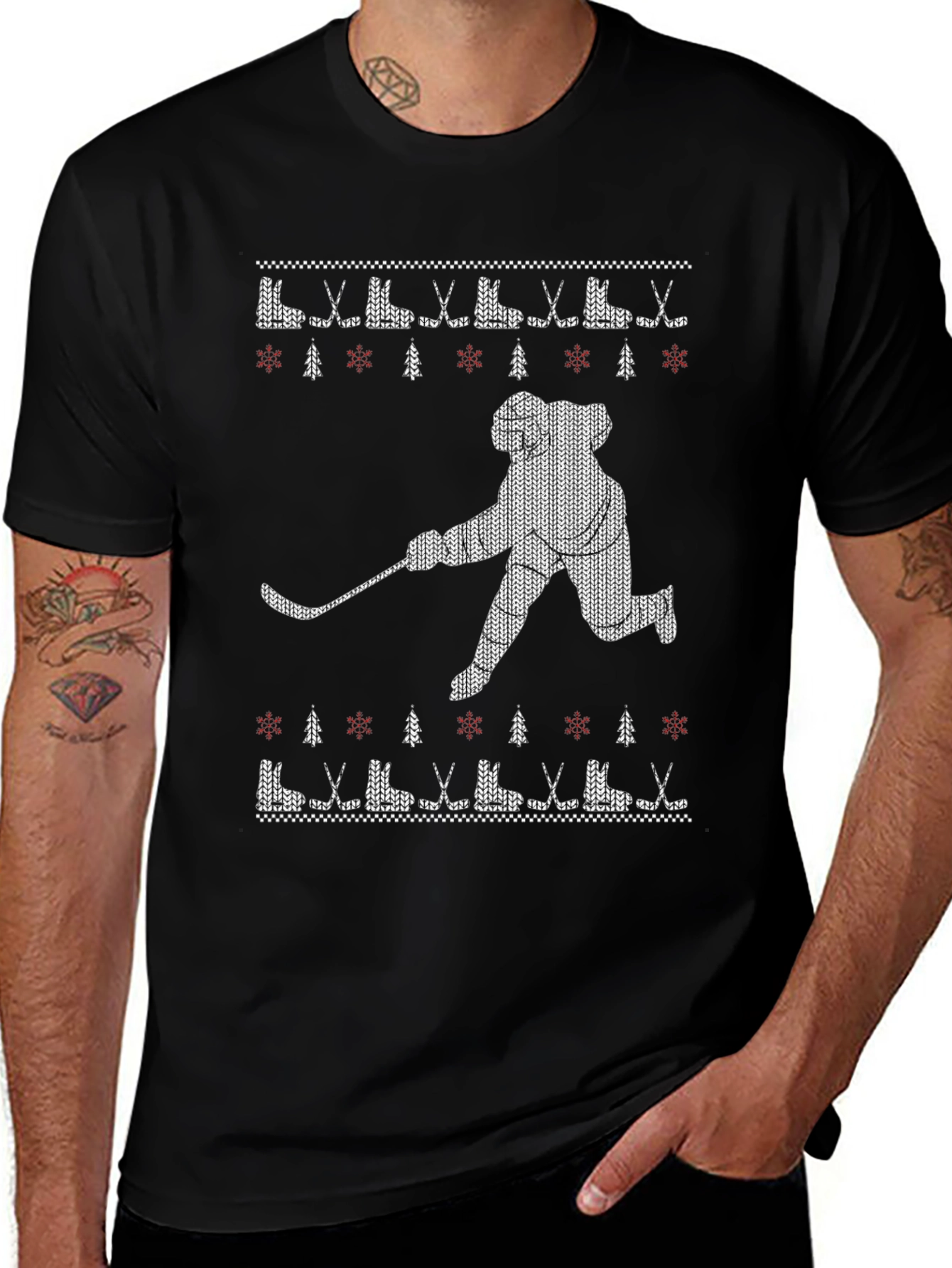 Variant 5 of Festive Hockey Player Graphic Tee