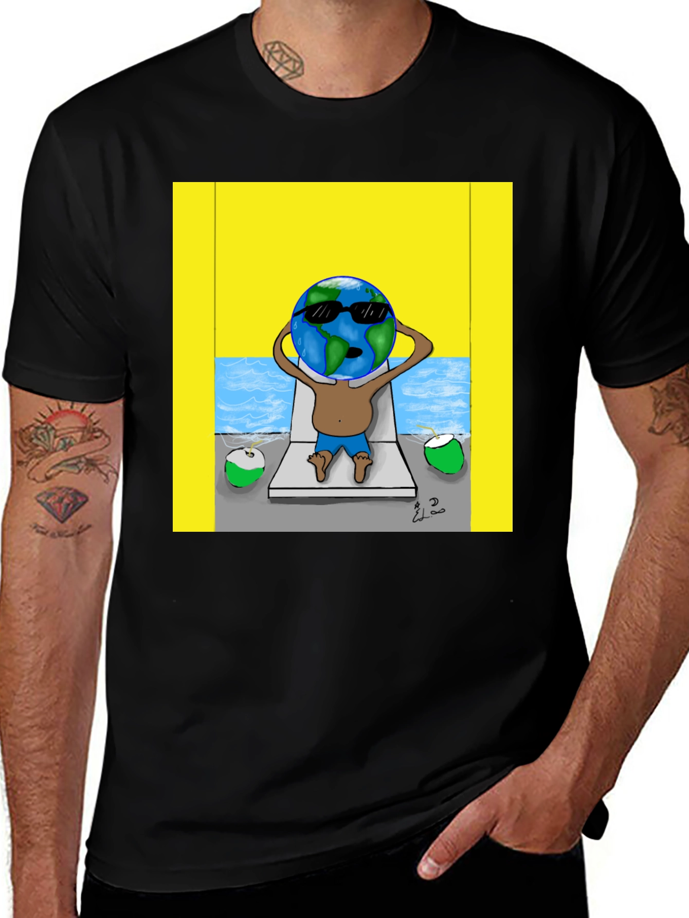 Variant 8 of Earth Globe Beach T-Shirt