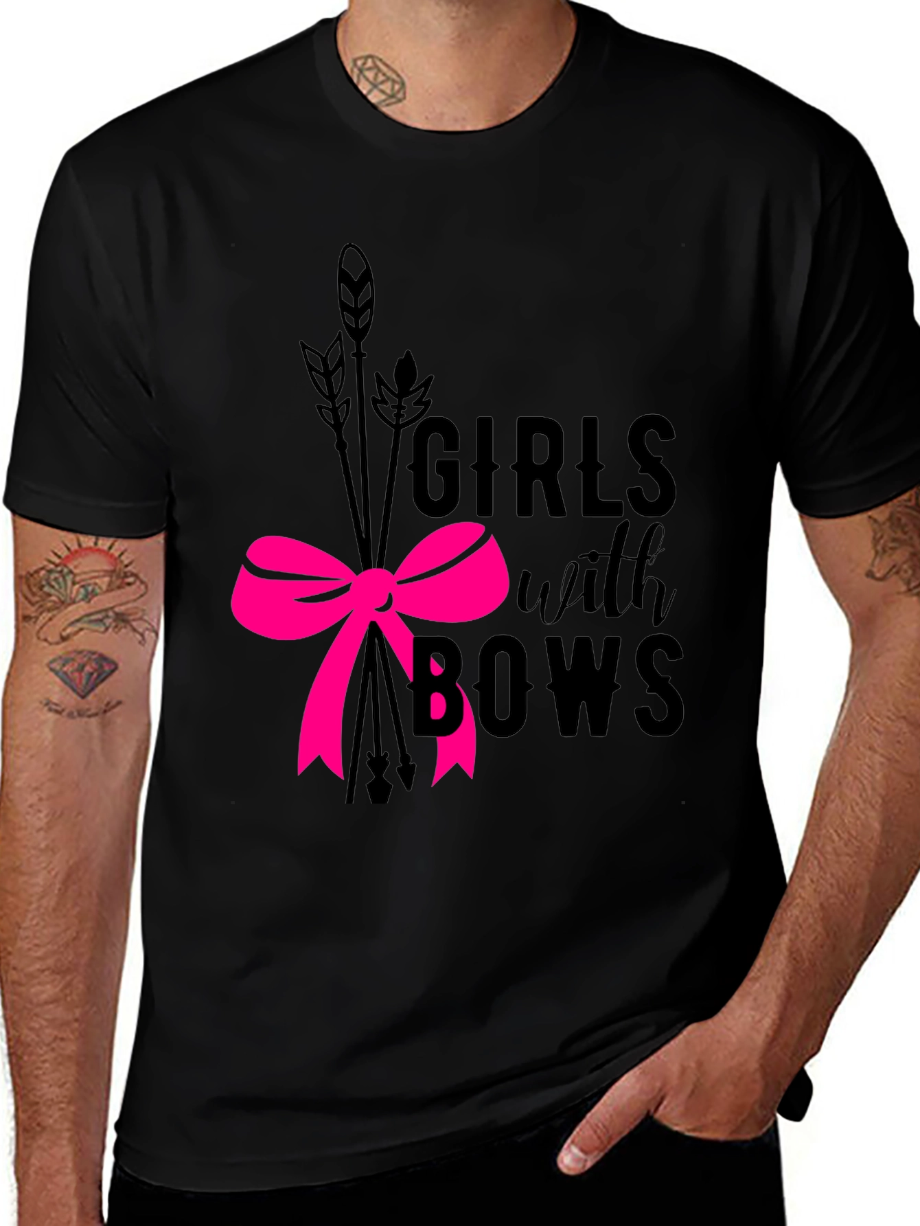 Girls with Bows Graphic Tee - Black