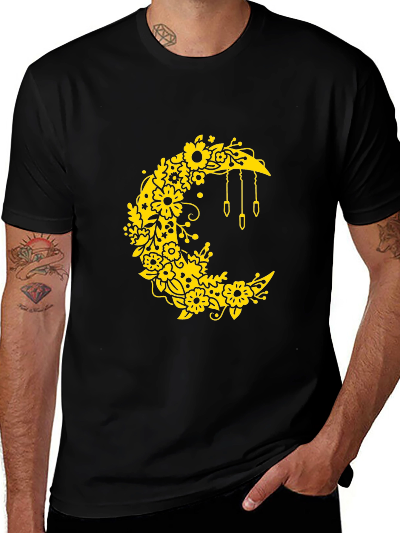 Variant 13 of Floral Moon Black T-Shirt