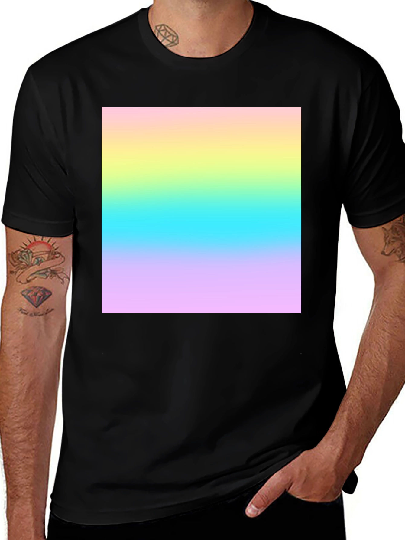 Variant 9 of Gradient Square Print Black Crew Neck T-Shirt
