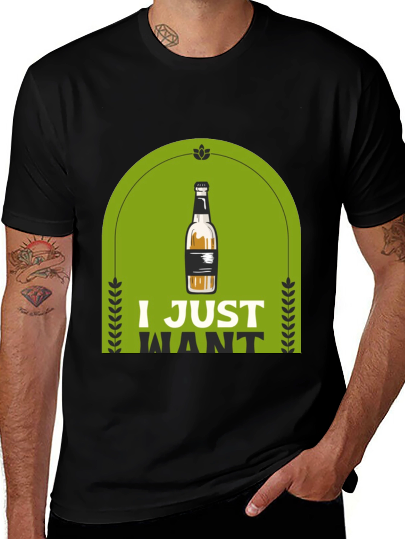 Black I Just Want Beer T-Shirt main image