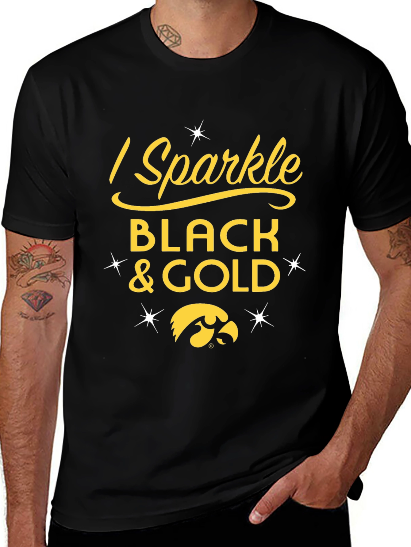 I Sparkle Black & Gold Iowa Hawkeyes T-Shirt