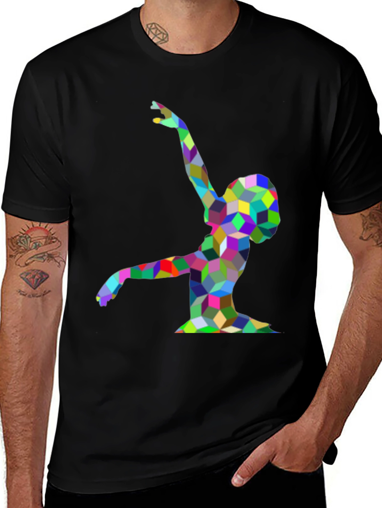 Variant 17 of Geometric Dancer Graphic Black T-Shirt