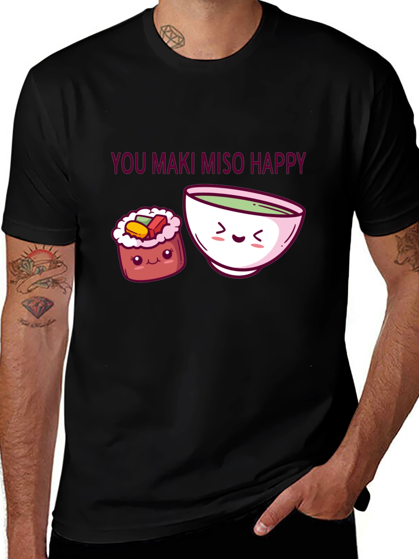 You Maki Miso Happy T-Shirt, Sushi Pun Tee