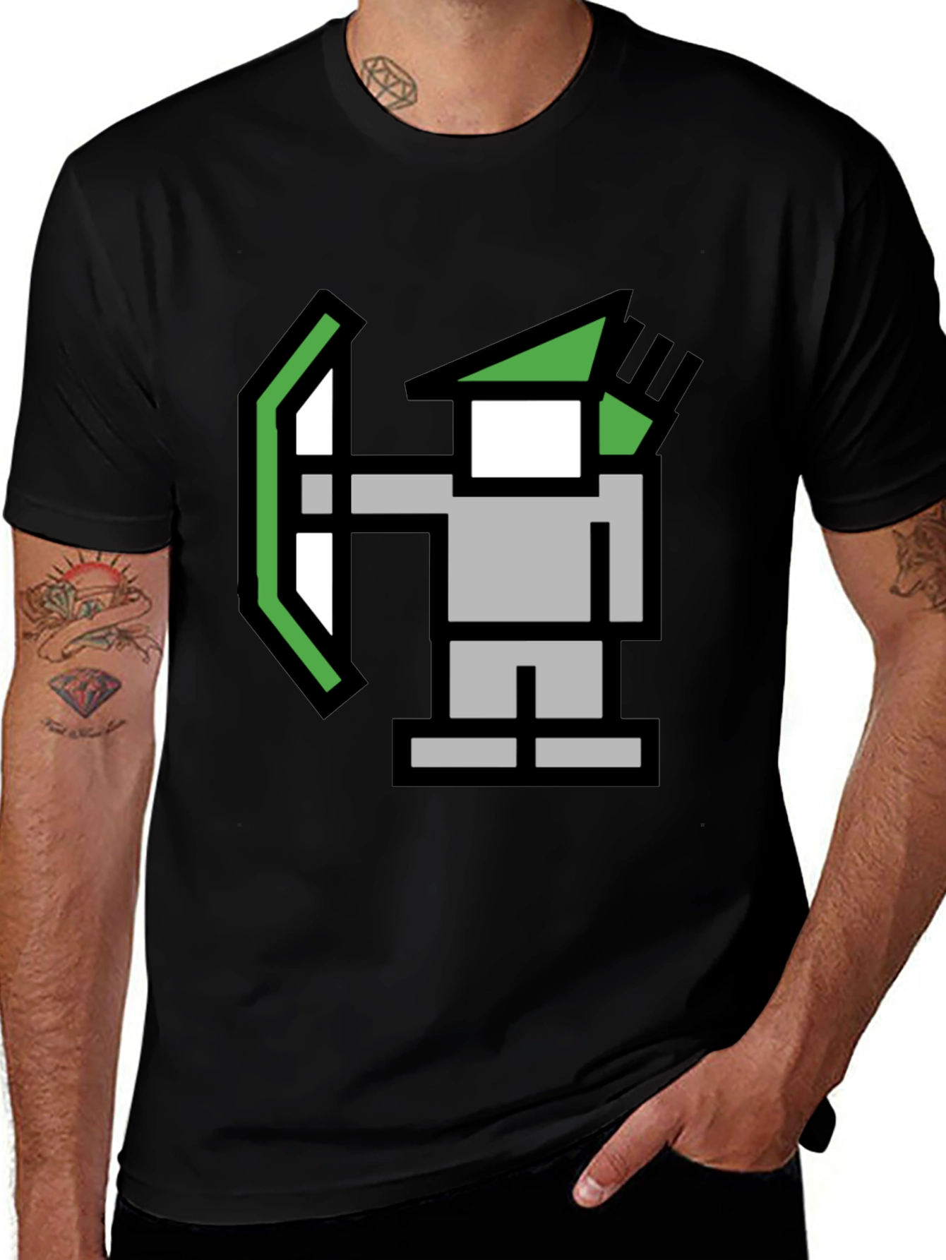 Variant 21 of Pixel Archer Black Tee - Retro Gaming Style