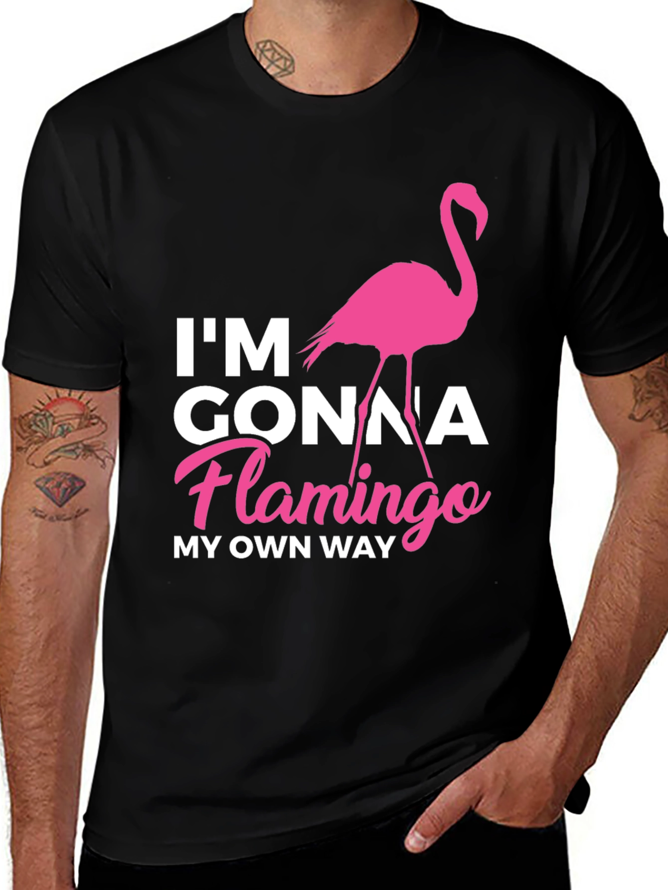 Variant 15 of I'm Gonna Flamingo My Own Way Black T-Shirt