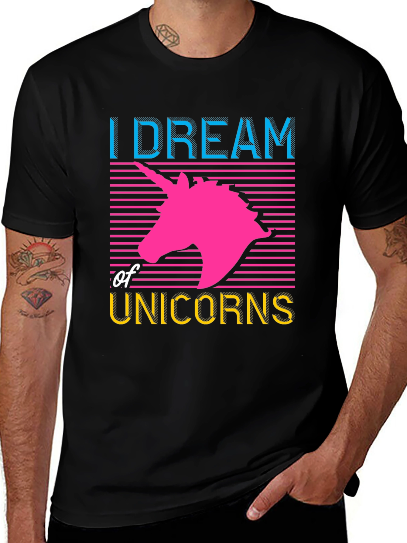 Variant 13 of I Dream of Unicorns Graphic Tee - Black
