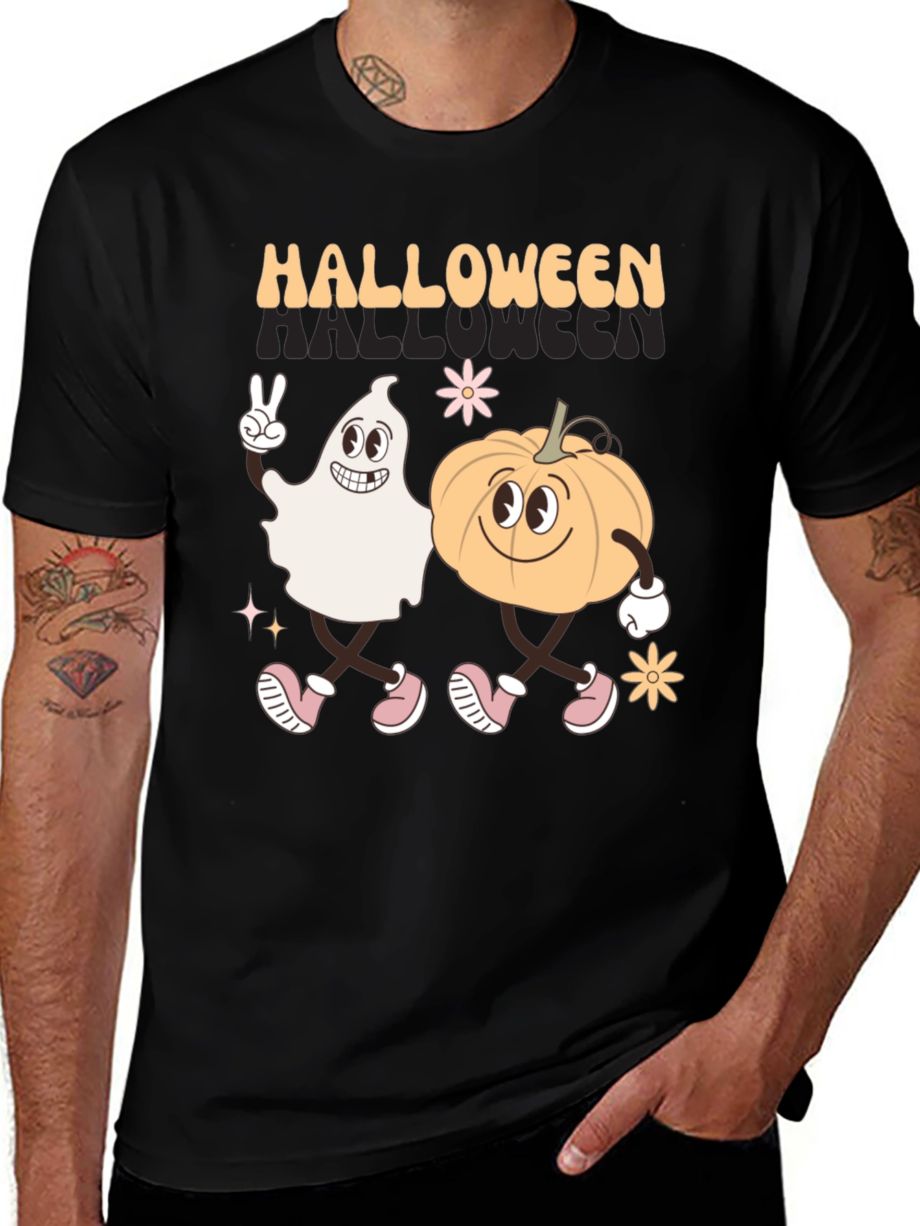 Variant 15 of Halloween Ghost and Pumpkin Graphic Tee