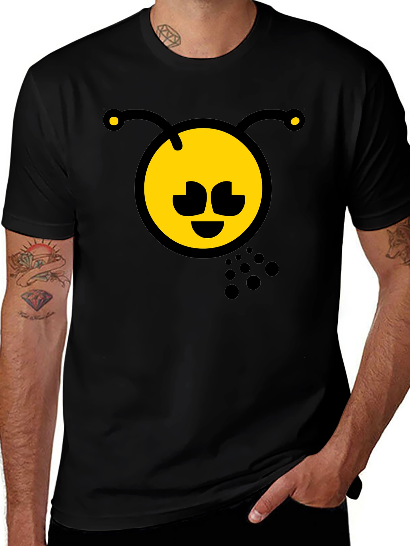 Variant 10 of Black T-Shirt with Cute Bee Graphic
