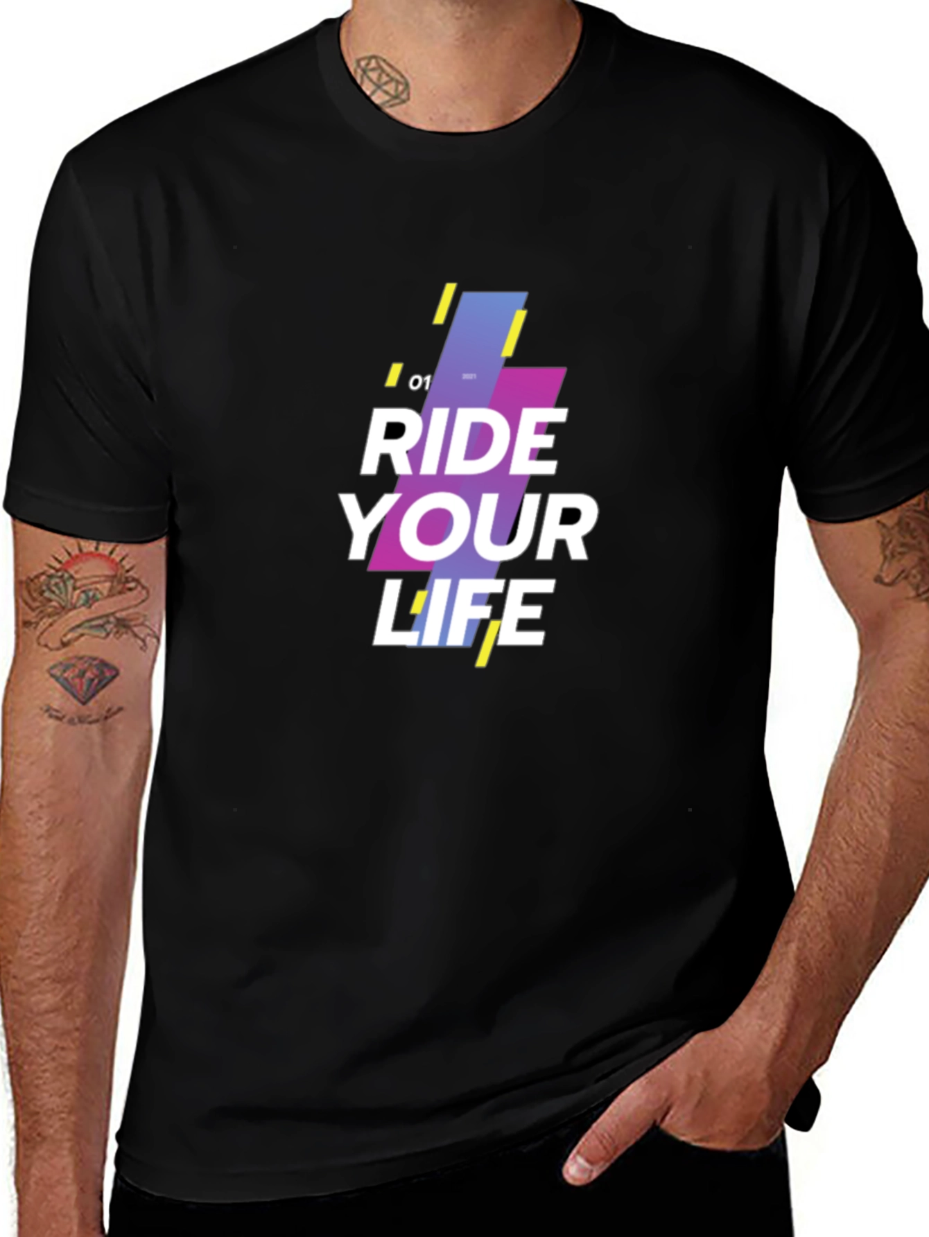 Variant 9 of Ride Your Life Graphic Black T-Shirt