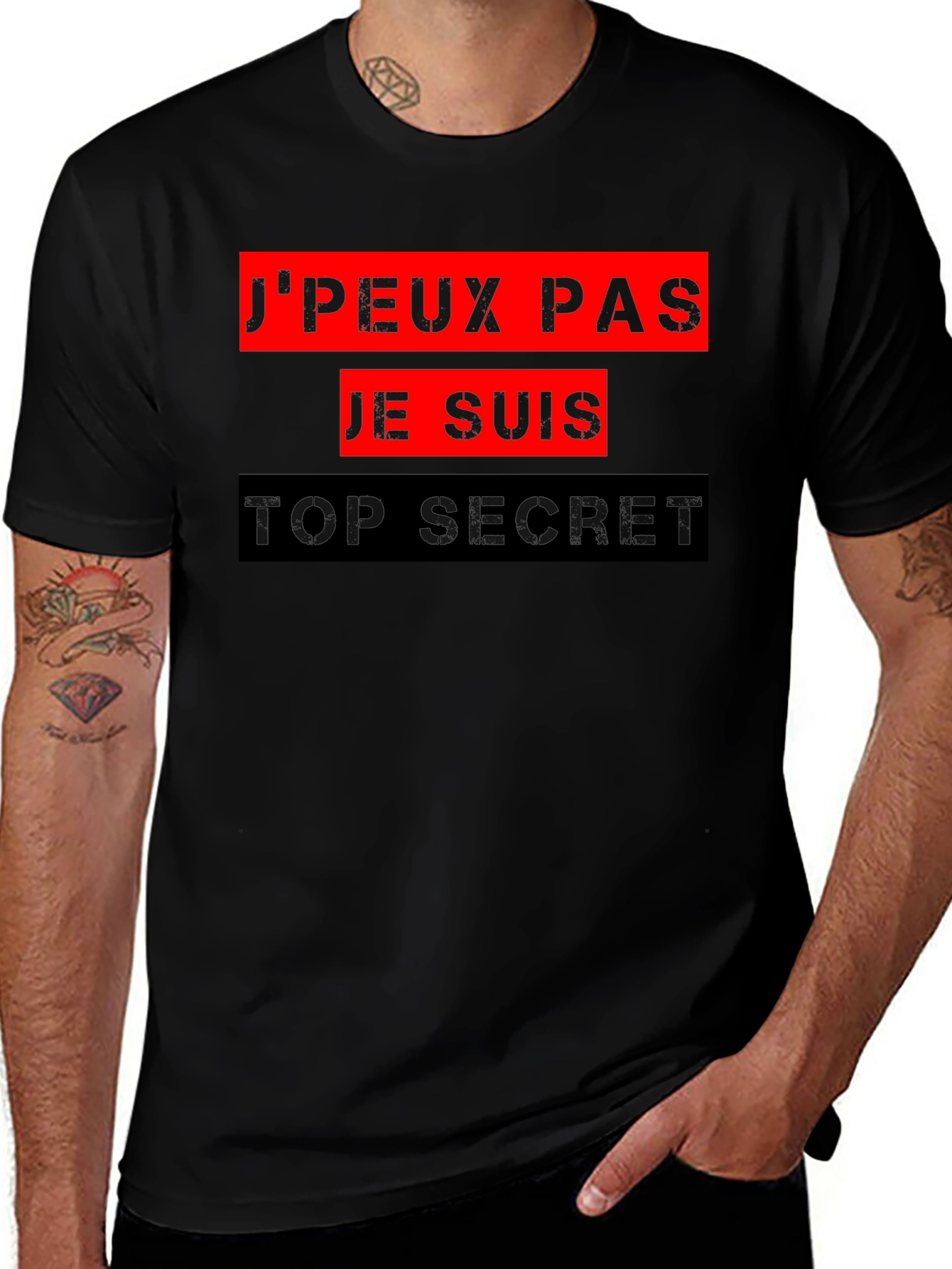 Top Secret Graphic Tee - French Slogan T-Shirt