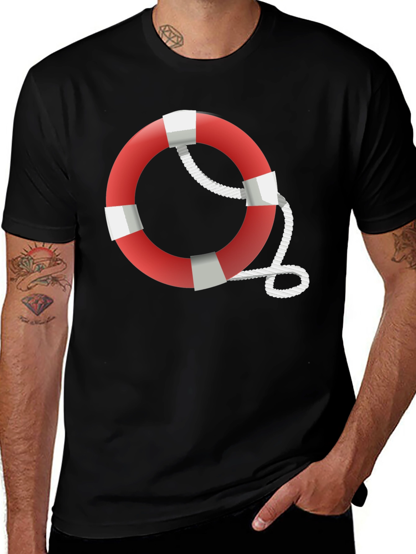 Variant 17 of Lifesaver Graphic Tee - Black Cotton Comfort Fit Shirt