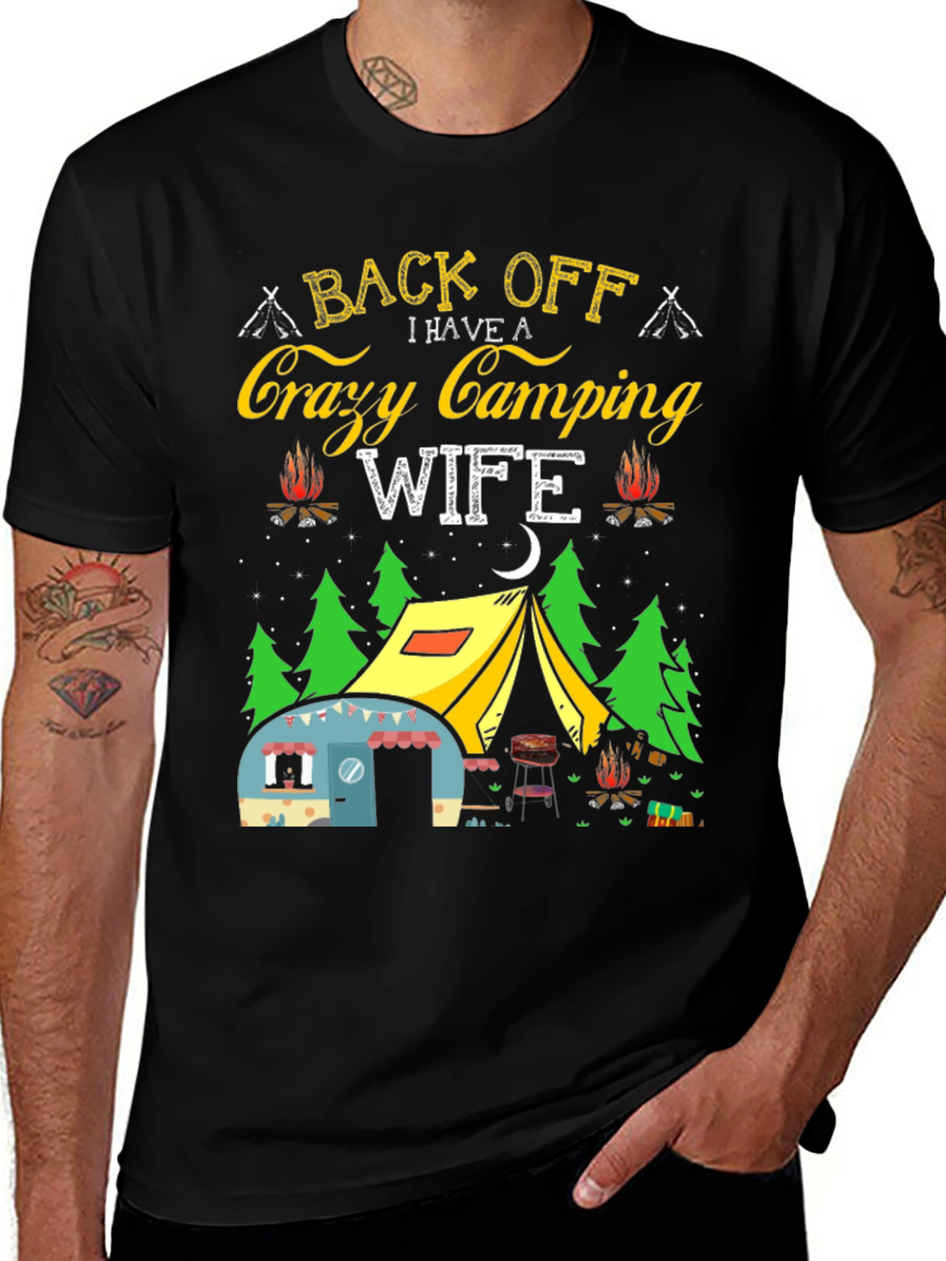 Variant 30 of Crazy Camping Wife T-Shirt - Back Off