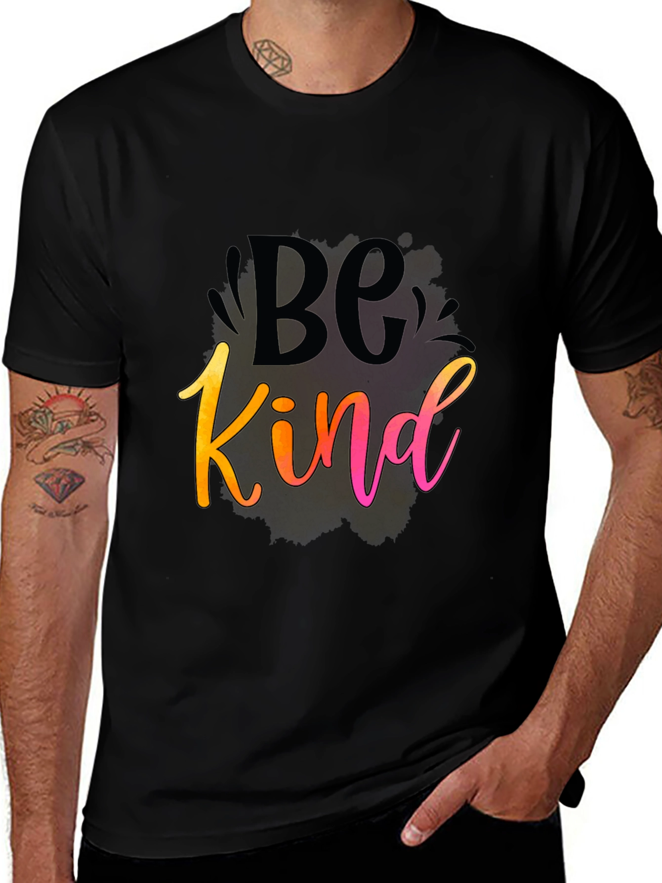 Variant 7 of Be Kind Graphic Black T-Shirt