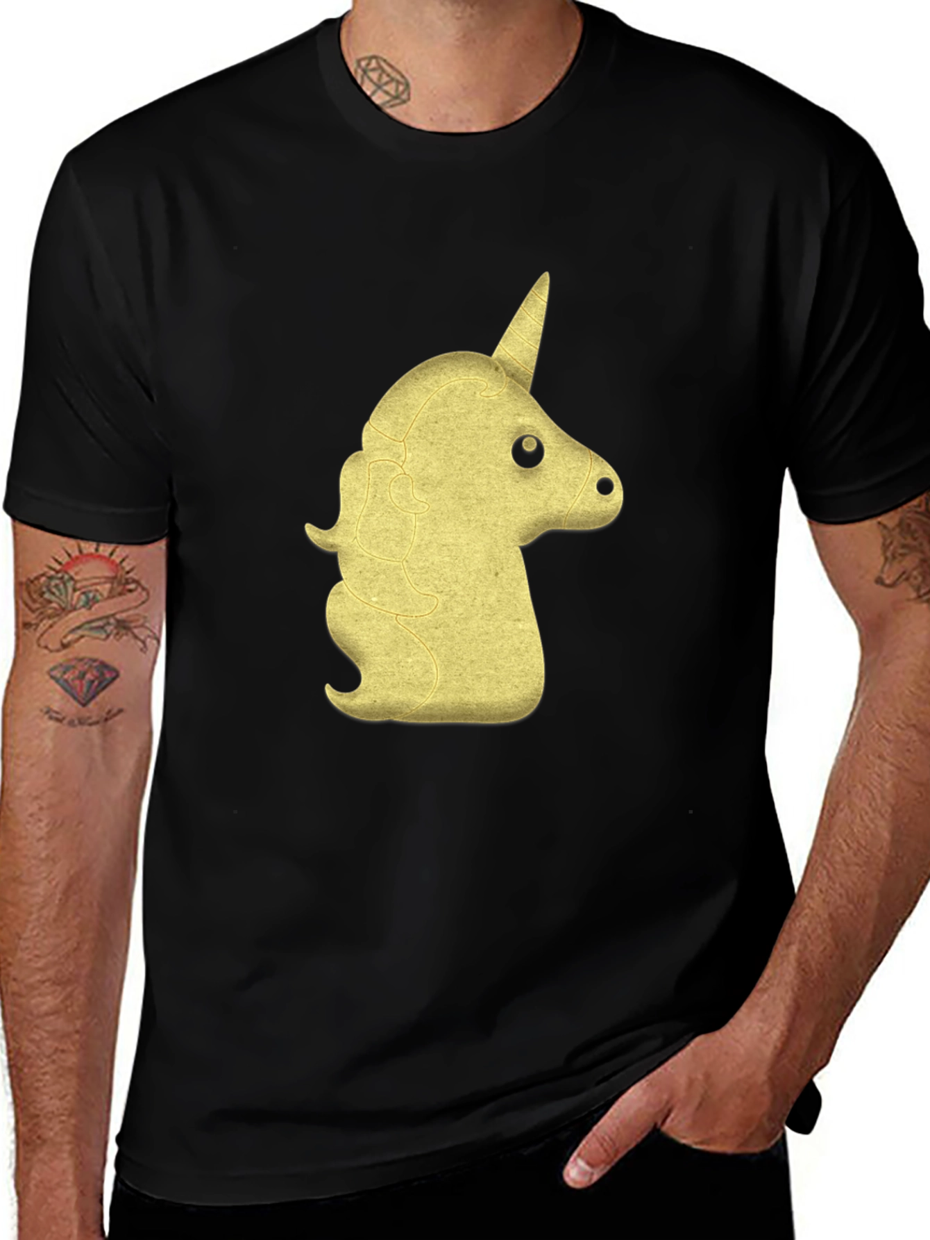 Variant 17 of Golden Unicorn Graphic Tee - Black Cotton Comfort