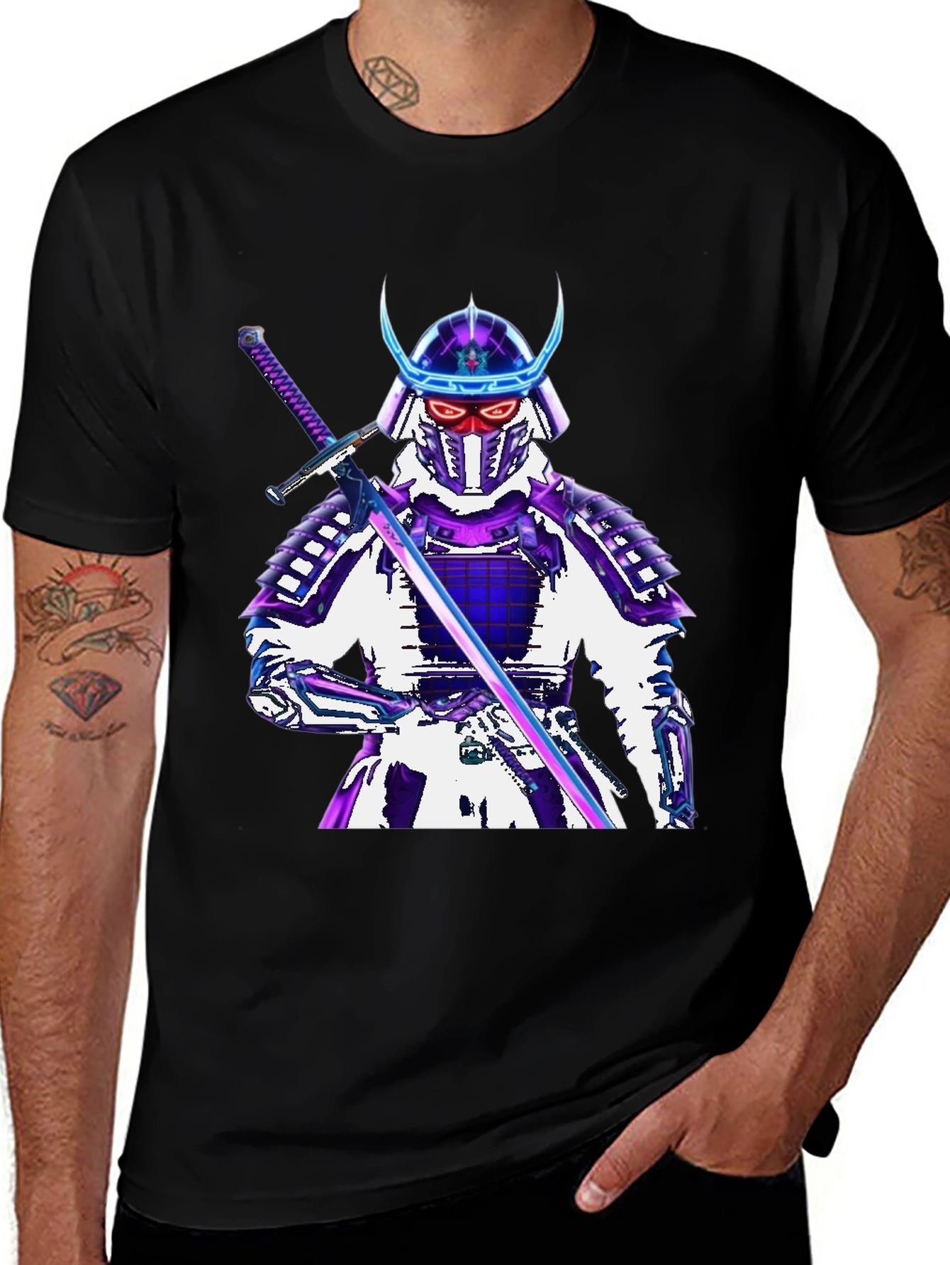 Samurai Warrior Graphic T-Shirt - Black