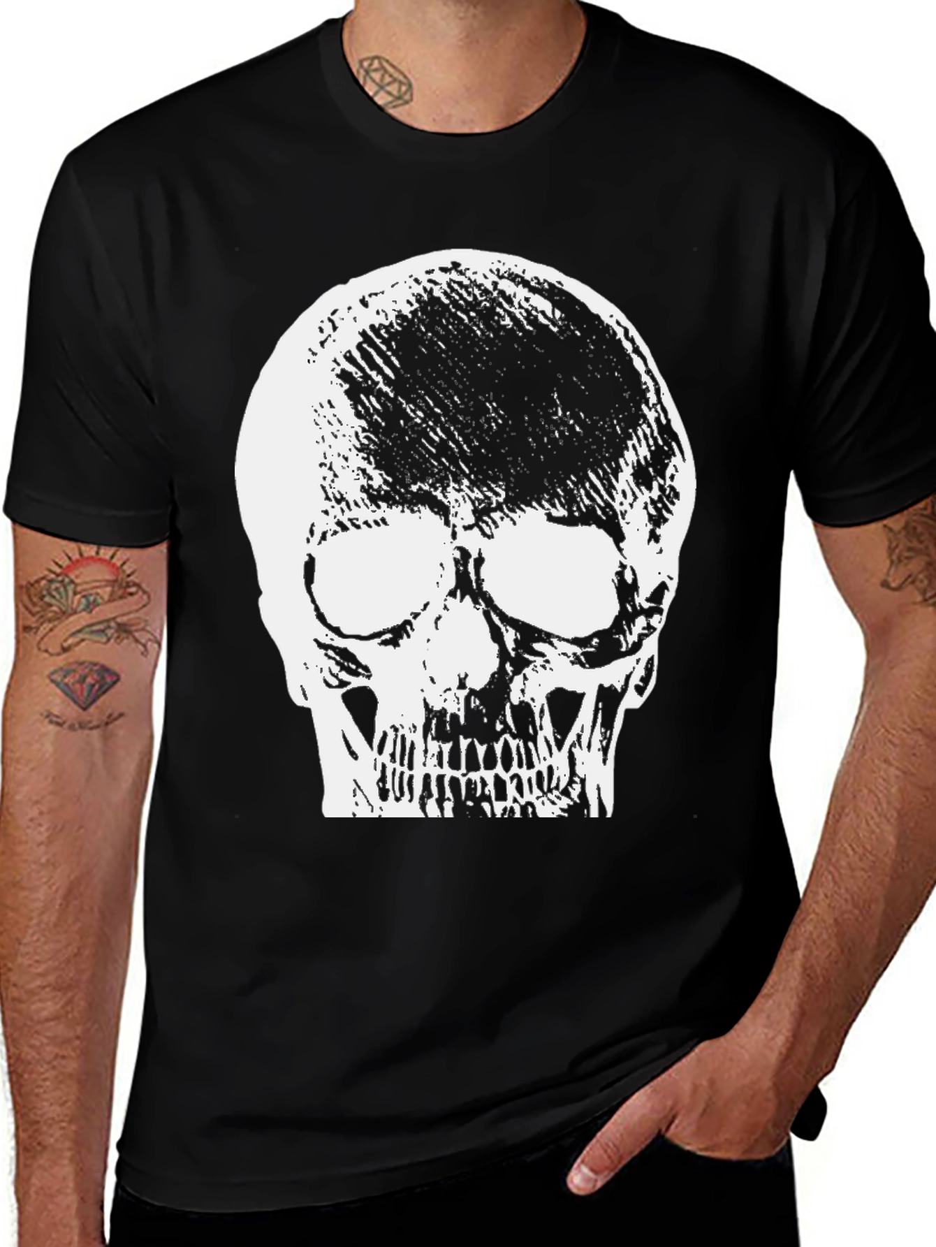 Variant 8 of Skull Graphic T-Shirt - Black Cotton Tee