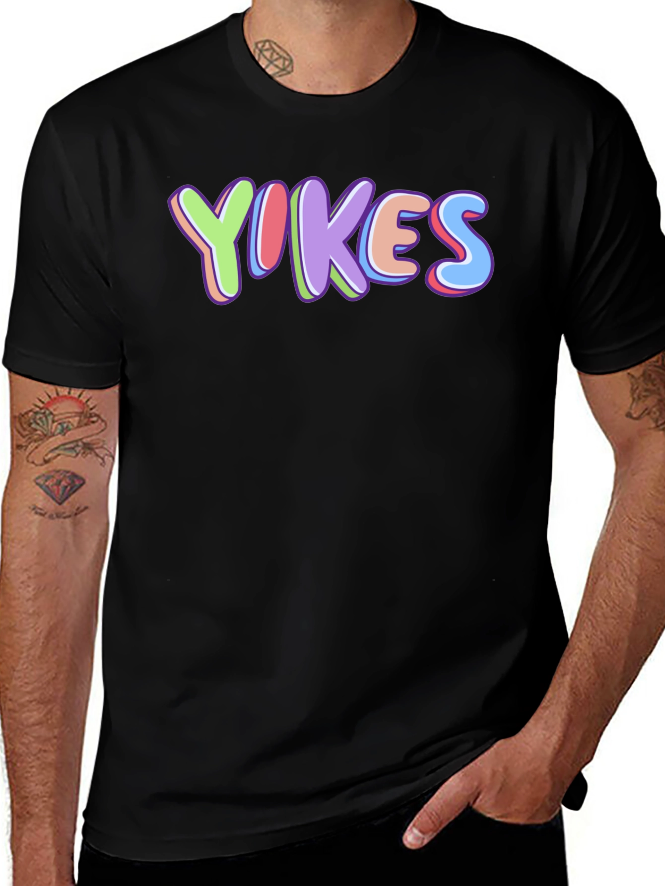 Yikes Graphic Print Crew Neck T-Shirt