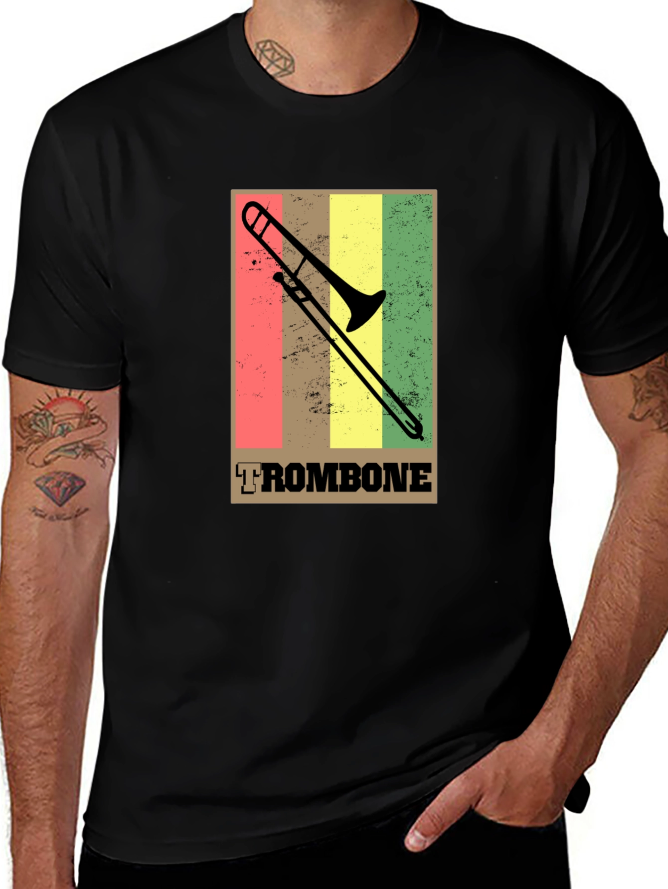 Variant 2 of Retro Trombone T-Shirt - Musical Instrument Tee