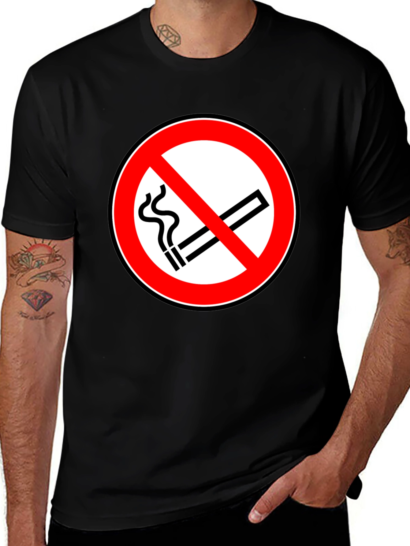 Variant 4 of No Smoking Symbol T-Shirt - Black