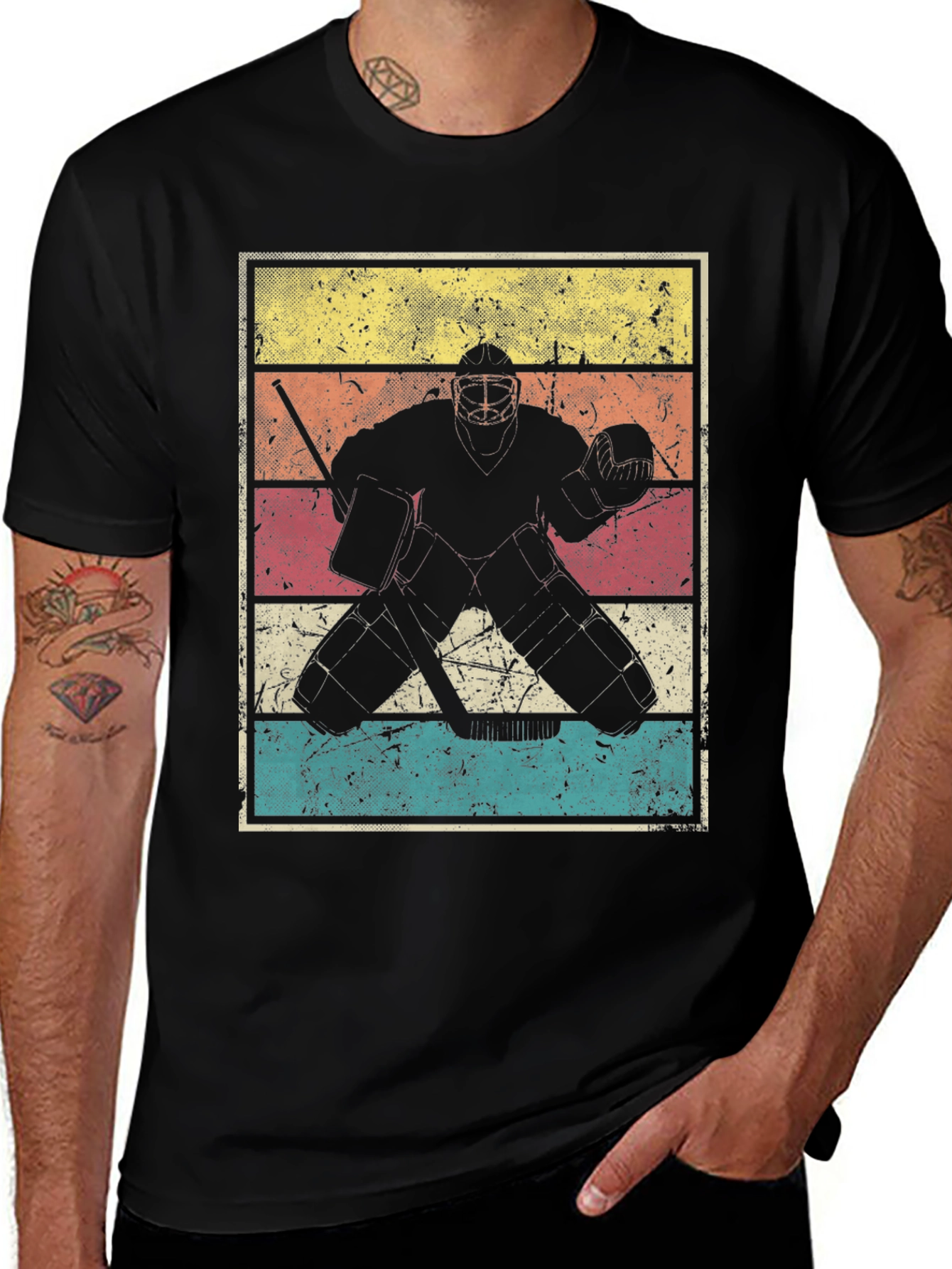 Variant 12 of Retro Hockey Goalie T-Shirt