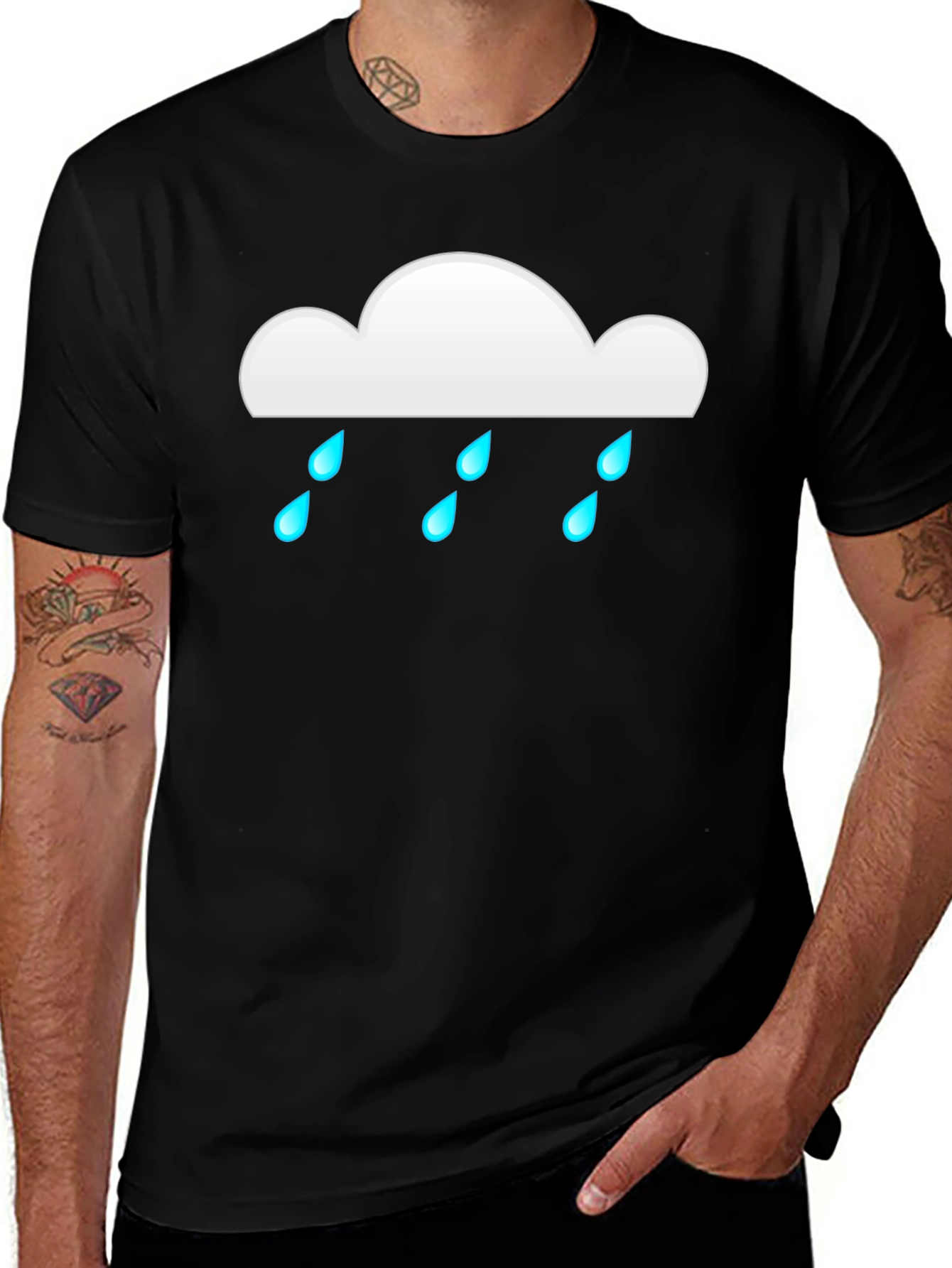 Variant 4 of Rain Cloud Graphic Tee - Black Cotton T-Shirt