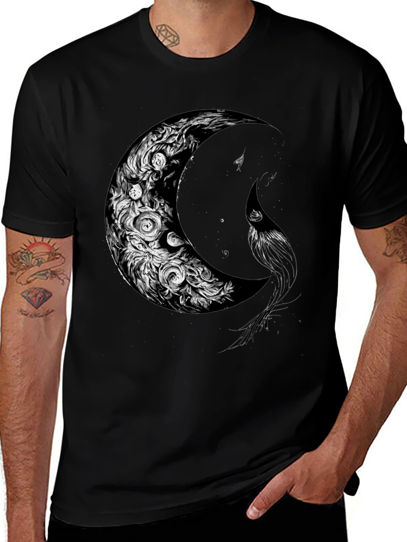 Variant 8 of Crescent Moon Graphic Print Tee - Soft Cotton Blend