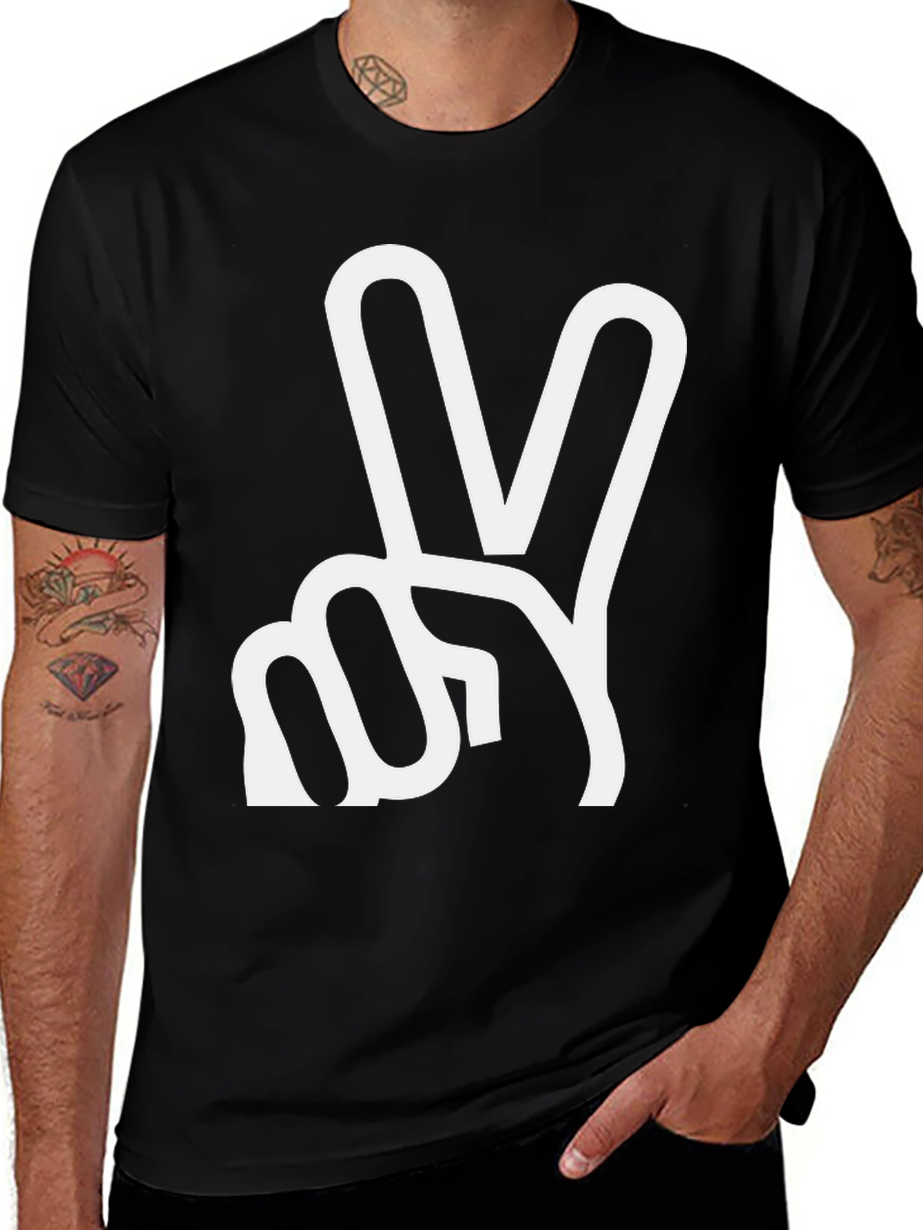 Variant 2 of Peace Sign Graphic T-Shirt - Black
