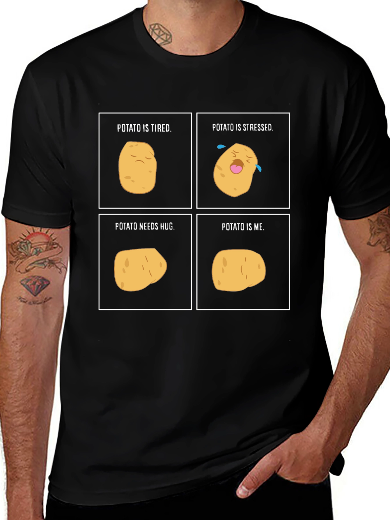 Variant 13 of Potato Mood T-Shirt: Tired, Stressed, Needs Hug, Me