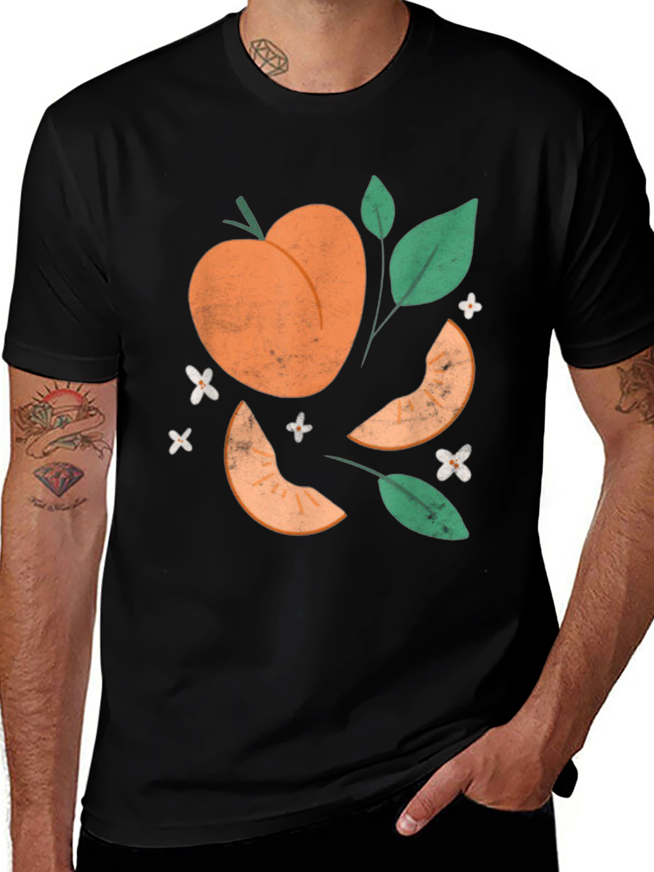 Variant 29 of Peach Graphic T-Shirt - Fresh Fruit Design