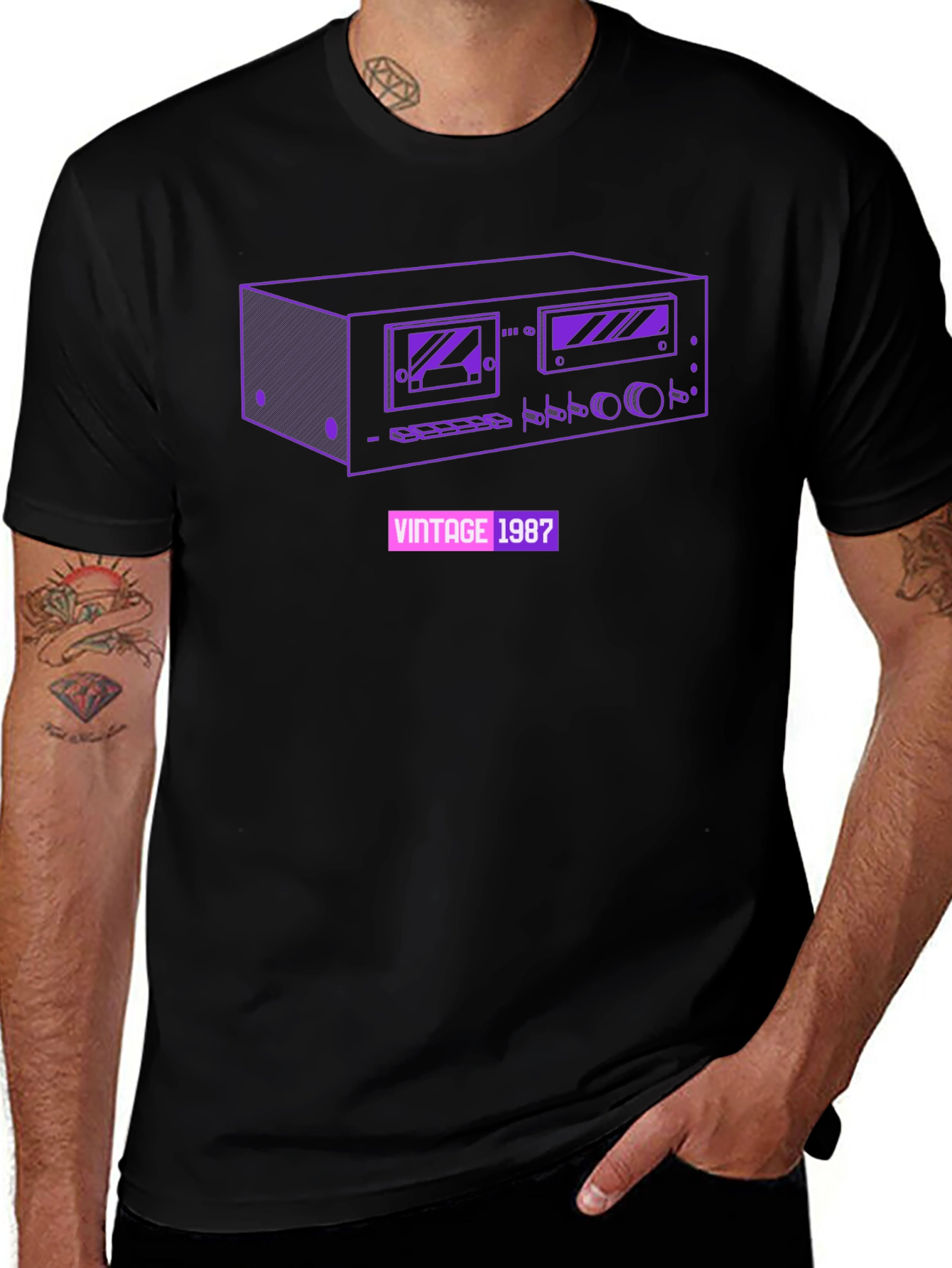 Vintage 1987 Retro Cassette Player Graphic Tee