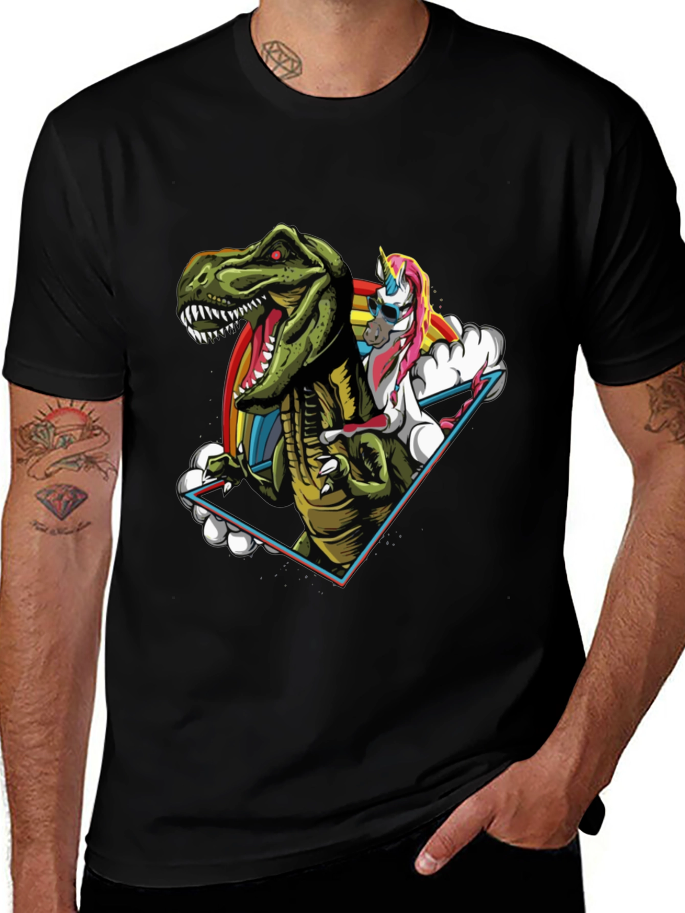Variant 17 of Dino Unicorn T-Shirt - Black Novelty Tee