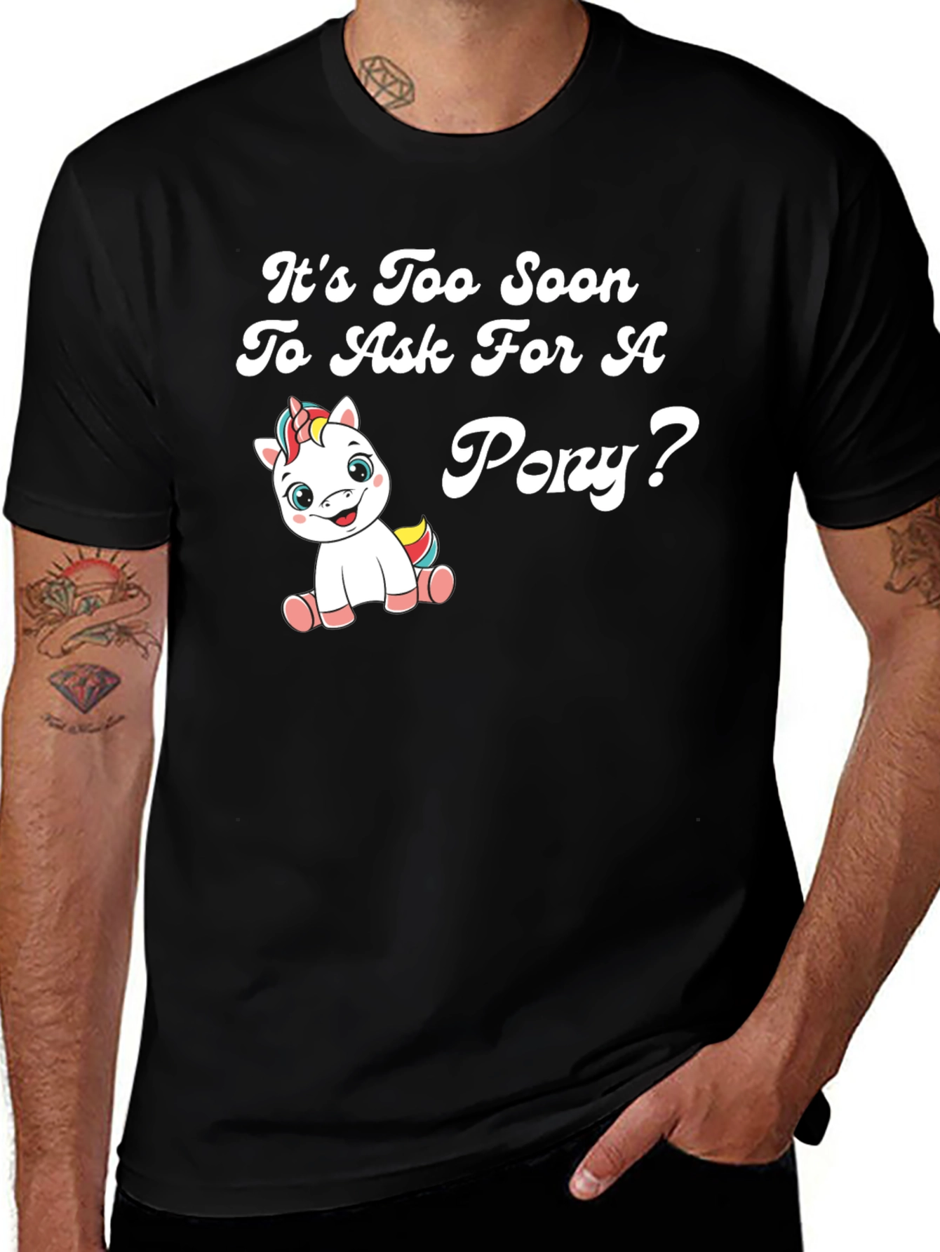 Variant 15 of Funny Pony Graphic Black T-Shirt