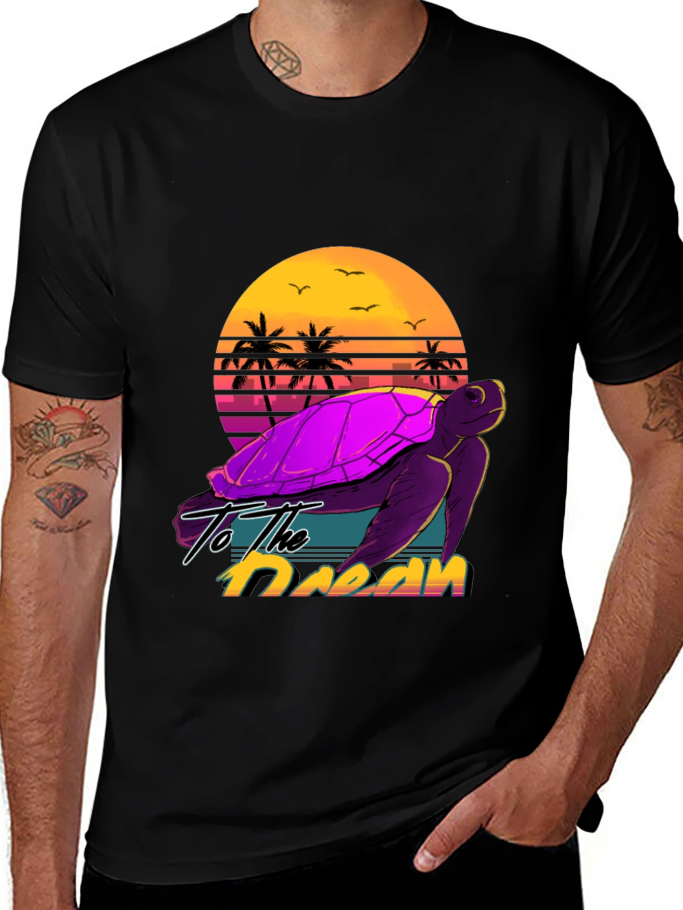 Variant 28 of Retro Turtle Sunset T-Shirt