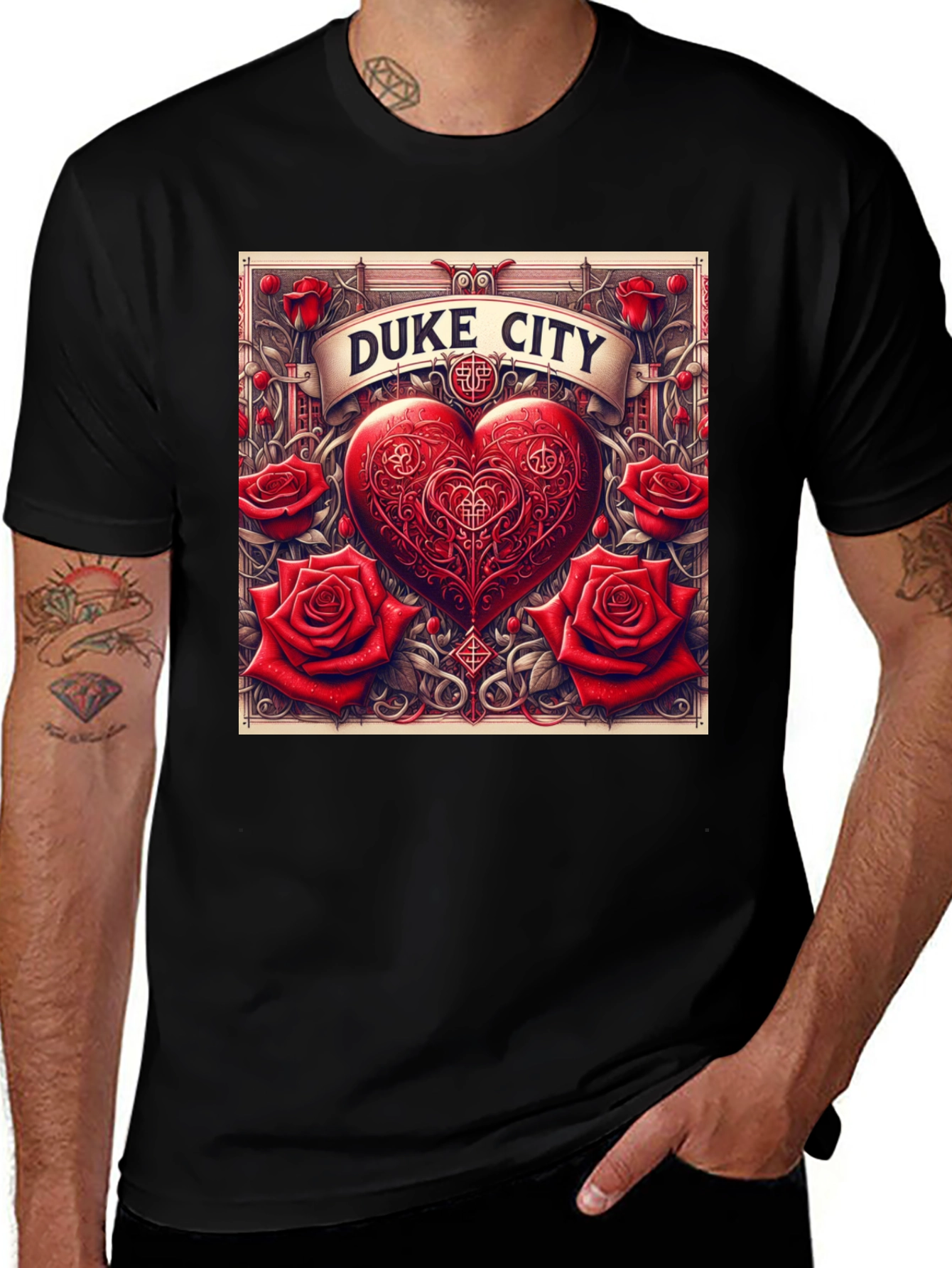 Variant 11 of Duke City Heart & Roses Graphic Tee
