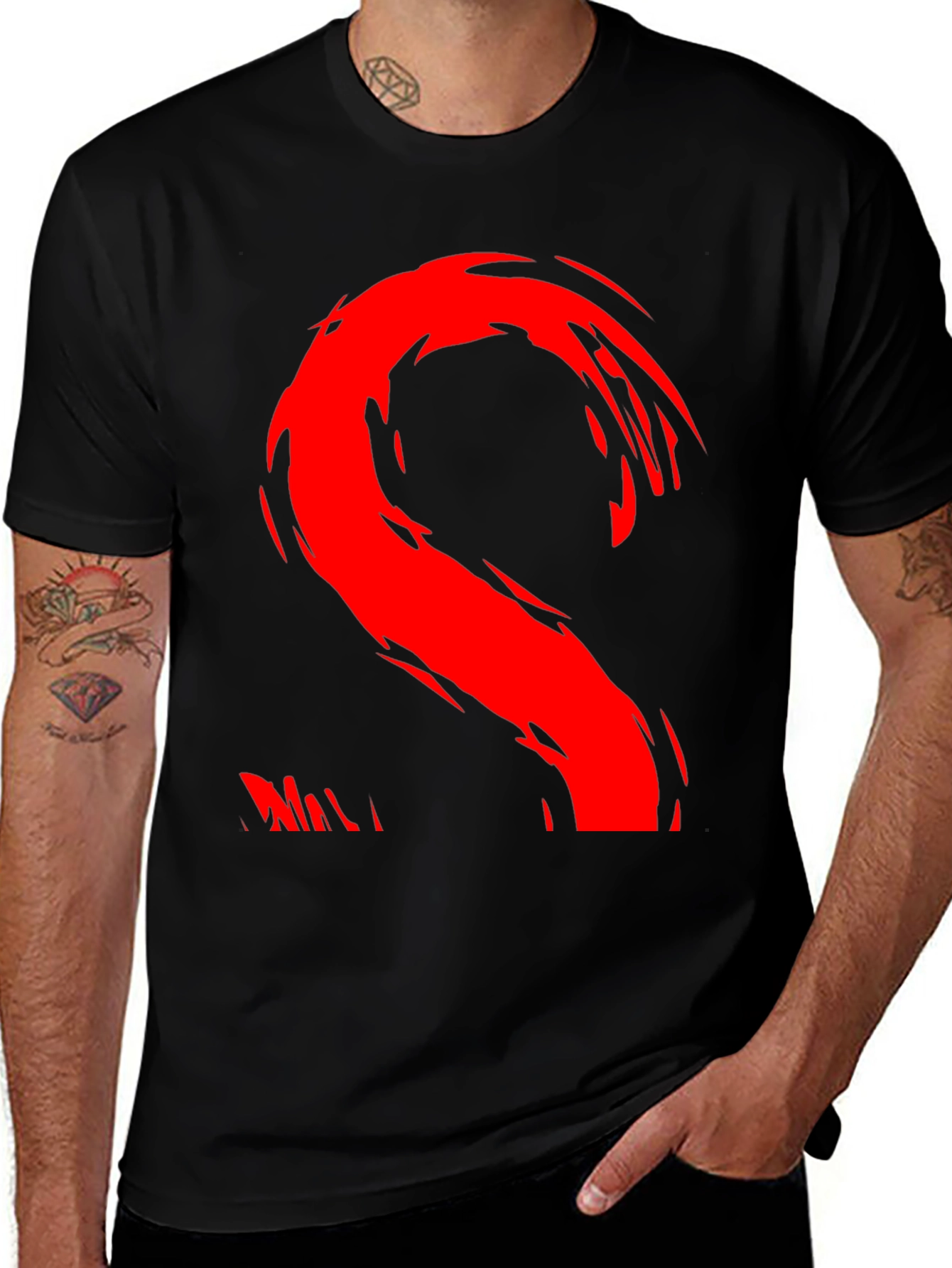 Variant 20 of Red Graphic Print Black T-Shirt