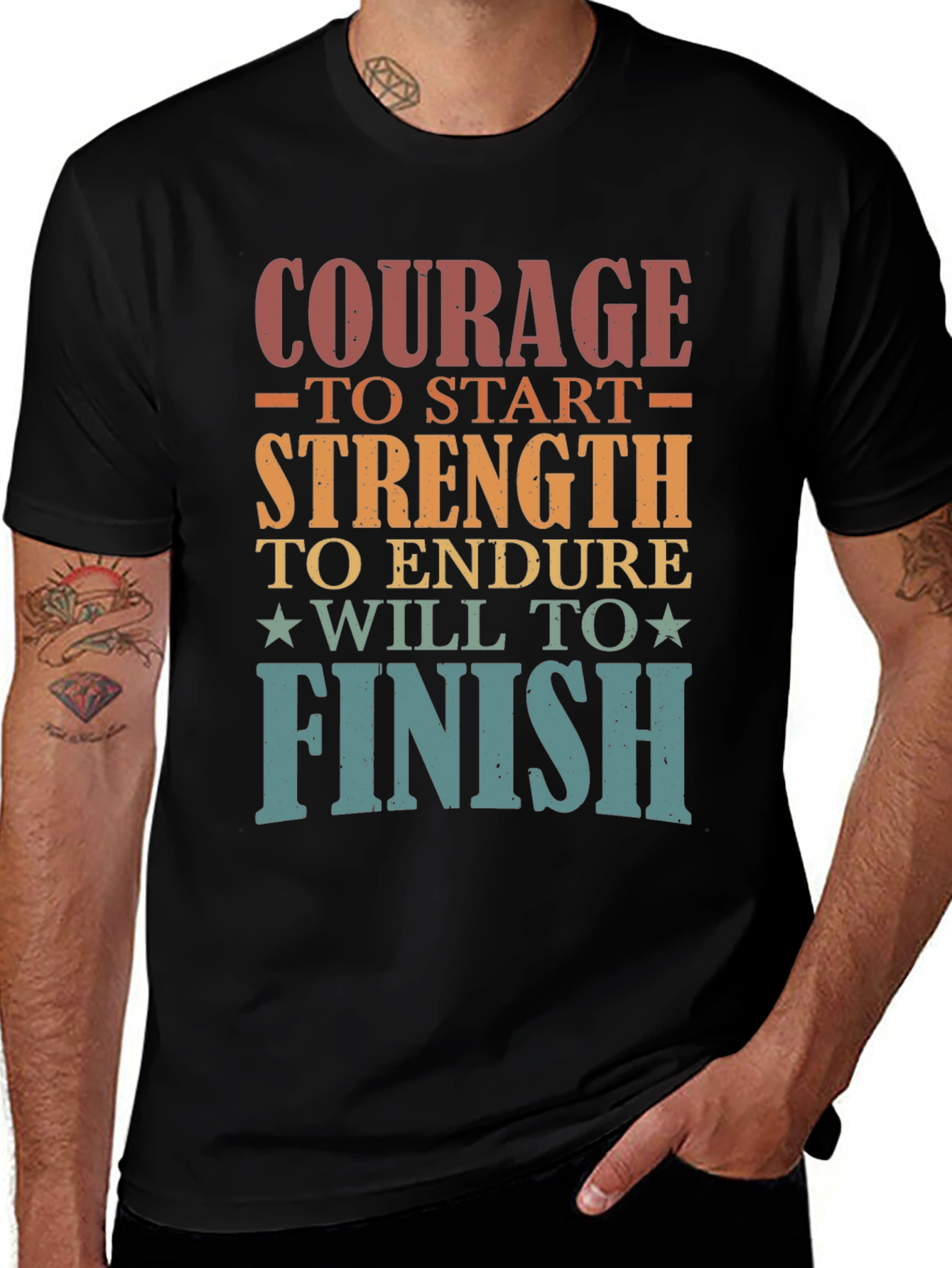 Variant 25 of Courage Strength Will Finish T-Shirt - Black