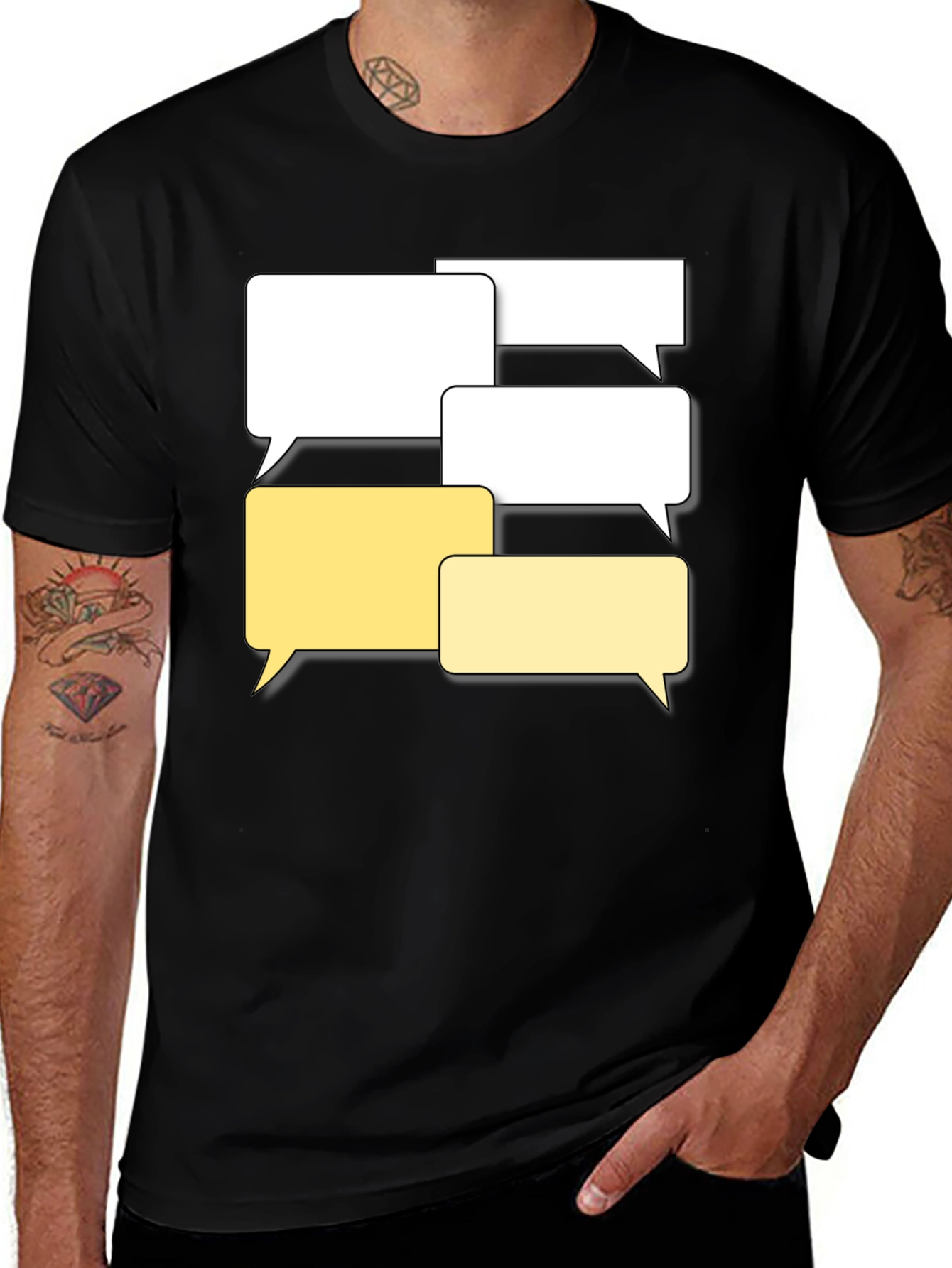 Chat Bubble Graphic Tee - Casual Black T-Shirt