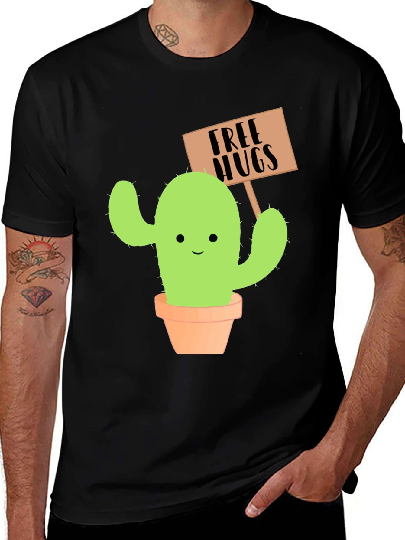 Variant 13 of Cactus Free Hugs Graphic Tee - Novelty T-Shirt
