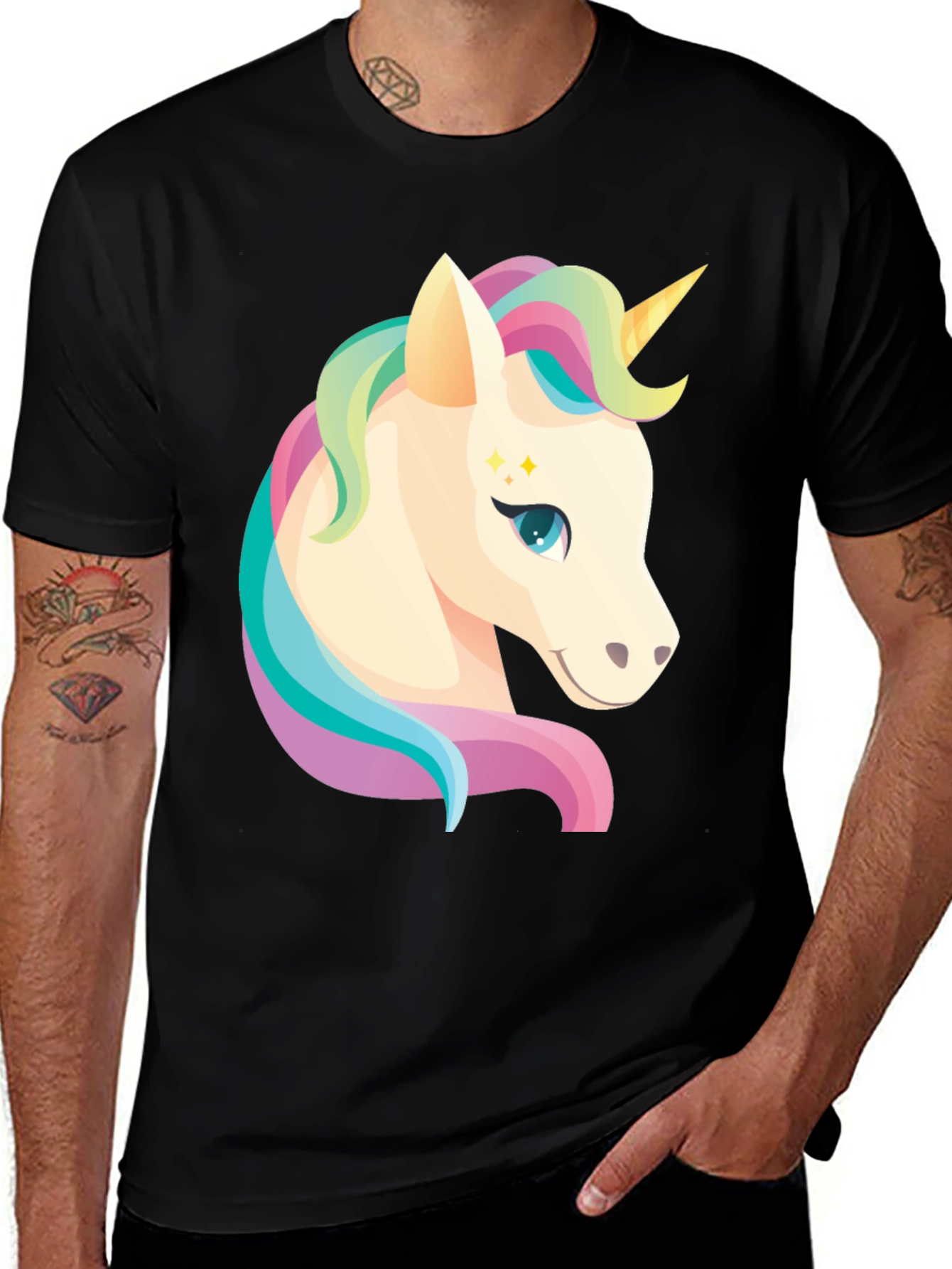 Variant 3 of Unicorn Graphic Tee - Black Cotton T-Shirt