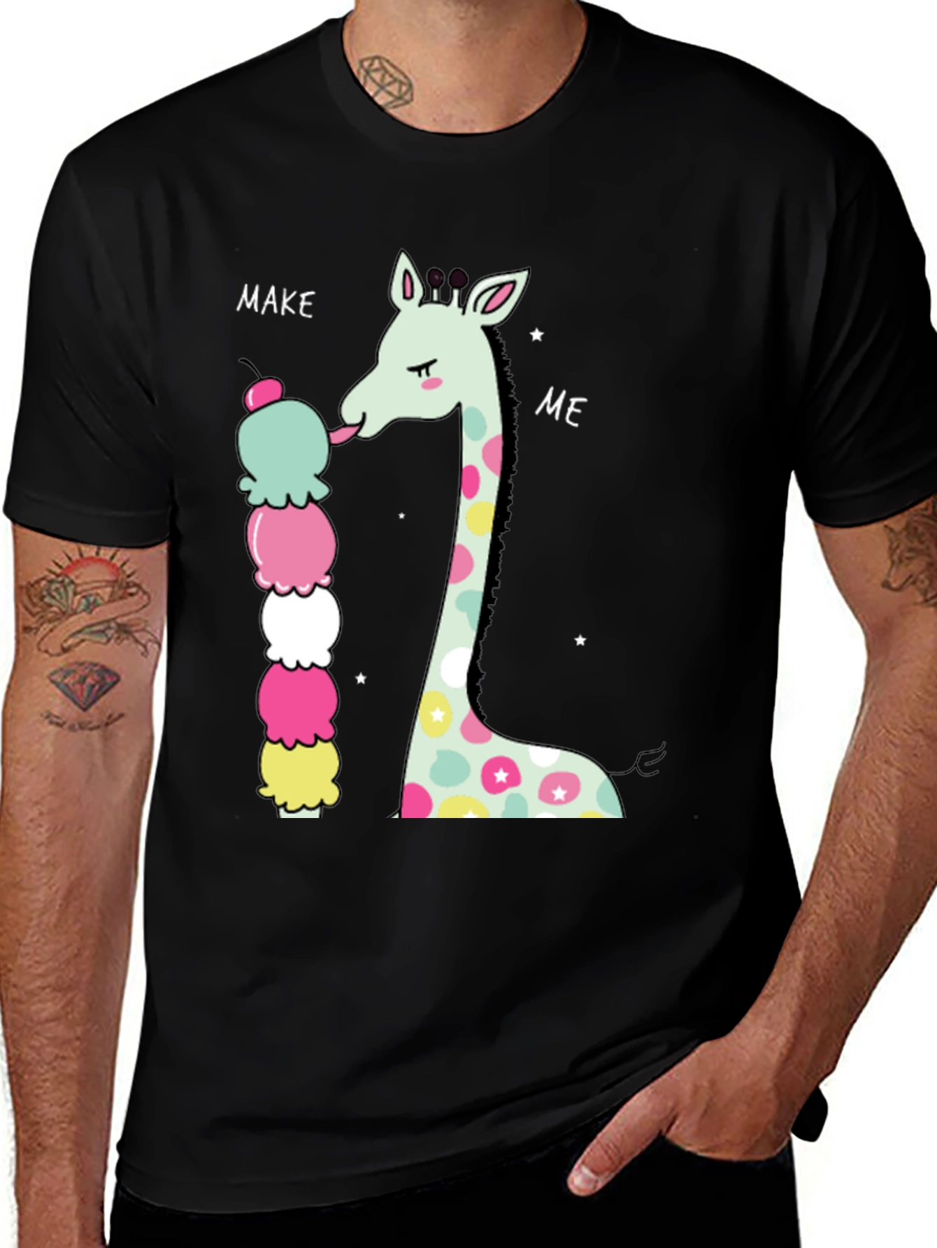 Black Giraffe Ice Cream Graphic T-Shirt main image